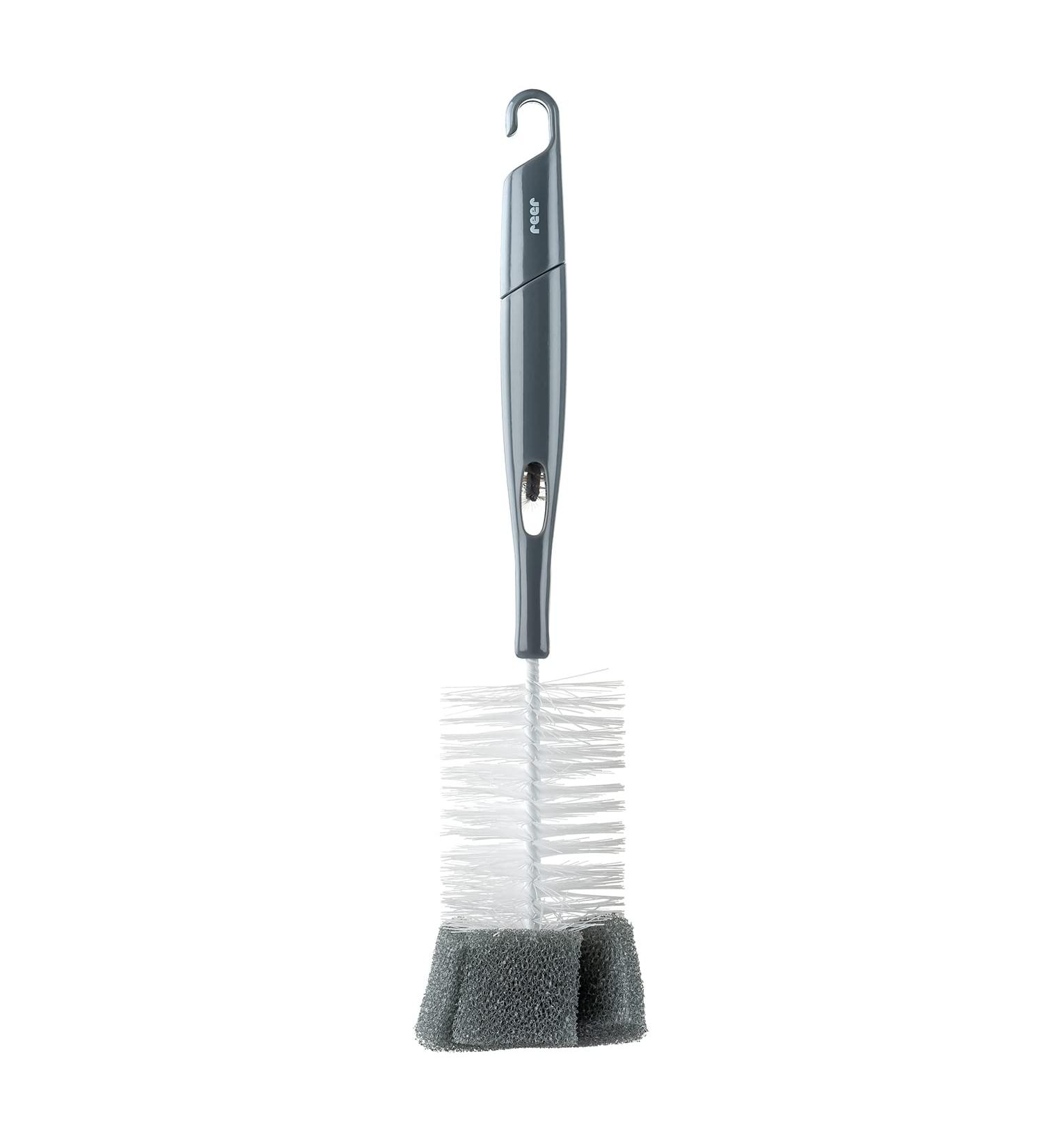 Reer 2in1 Bottle and Teat Brush | Efficient Bottle Cleaning Tool in Grey | International Shipping Available - Buy Online on GoSupps.com