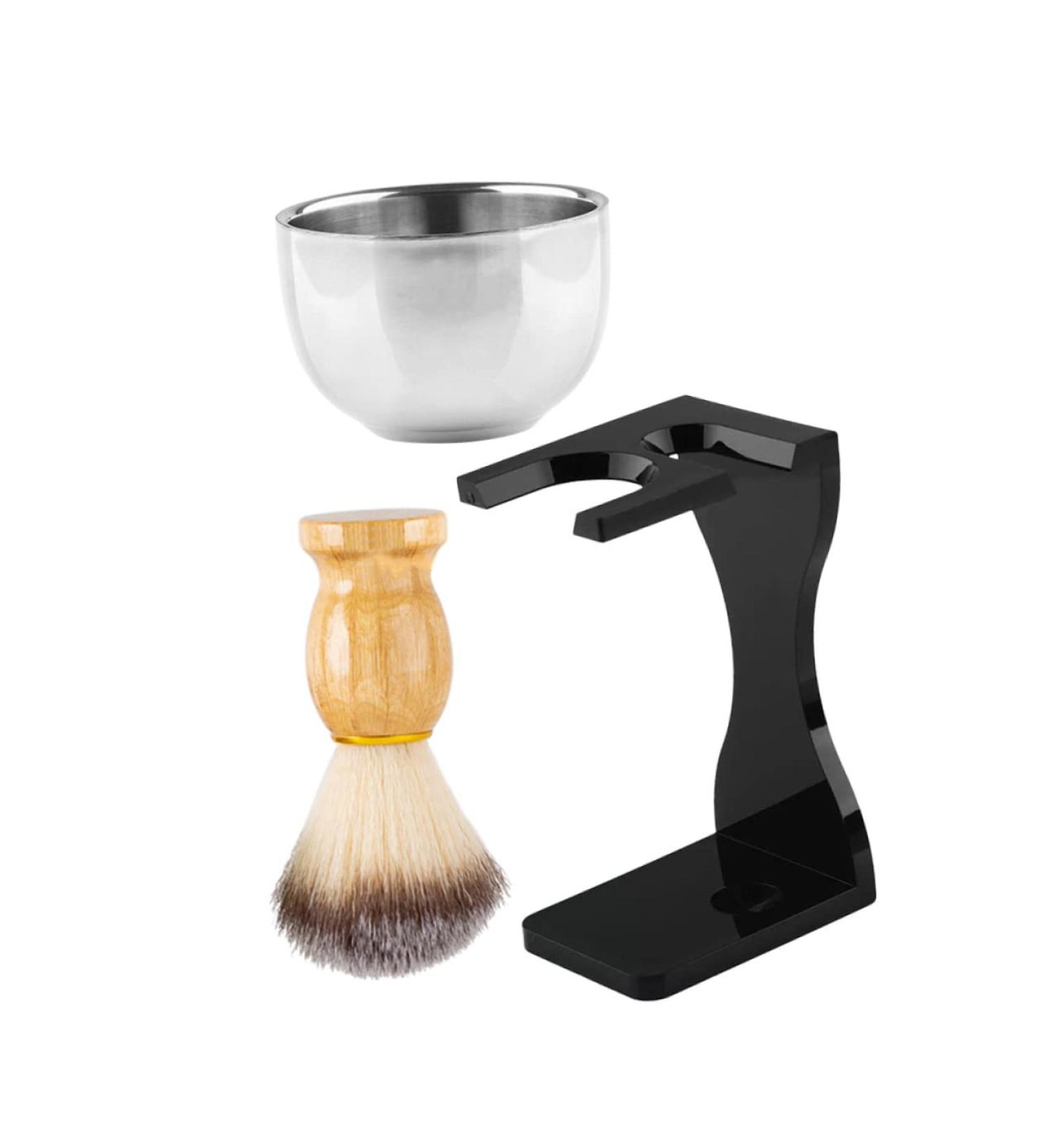 Premium Shaving Set for Men | Beard Care Kit with Brush & Acrylic Stand | International Shipping Available - Buy Online on GoSupps.com