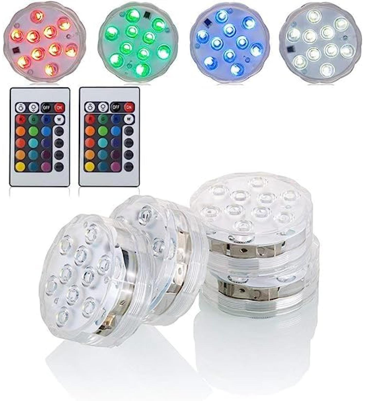 Multicolor remote control RGB LED underwater lighting waterproof color change Led Magic Light for Vase Base Floral aquarium pond wedding (4pieces flower)