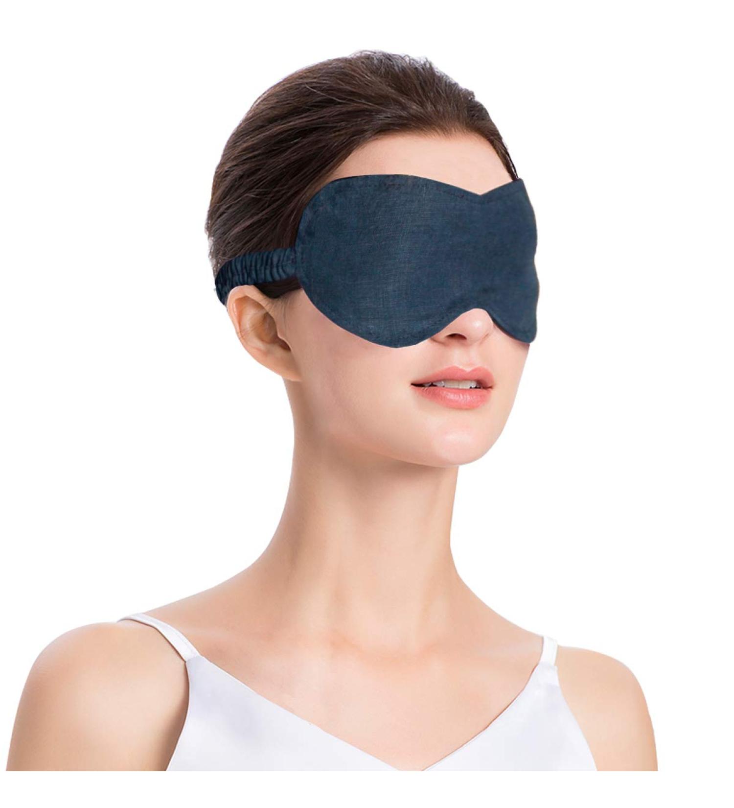 S VICTORY SYMBOL 100% Pure Linen Sleep Eye Mask Blindfold Set of 3 - Navy | Soft Lightweight Eye Blinder for Sleep & Travel - Buy Online on GoSupps.com
