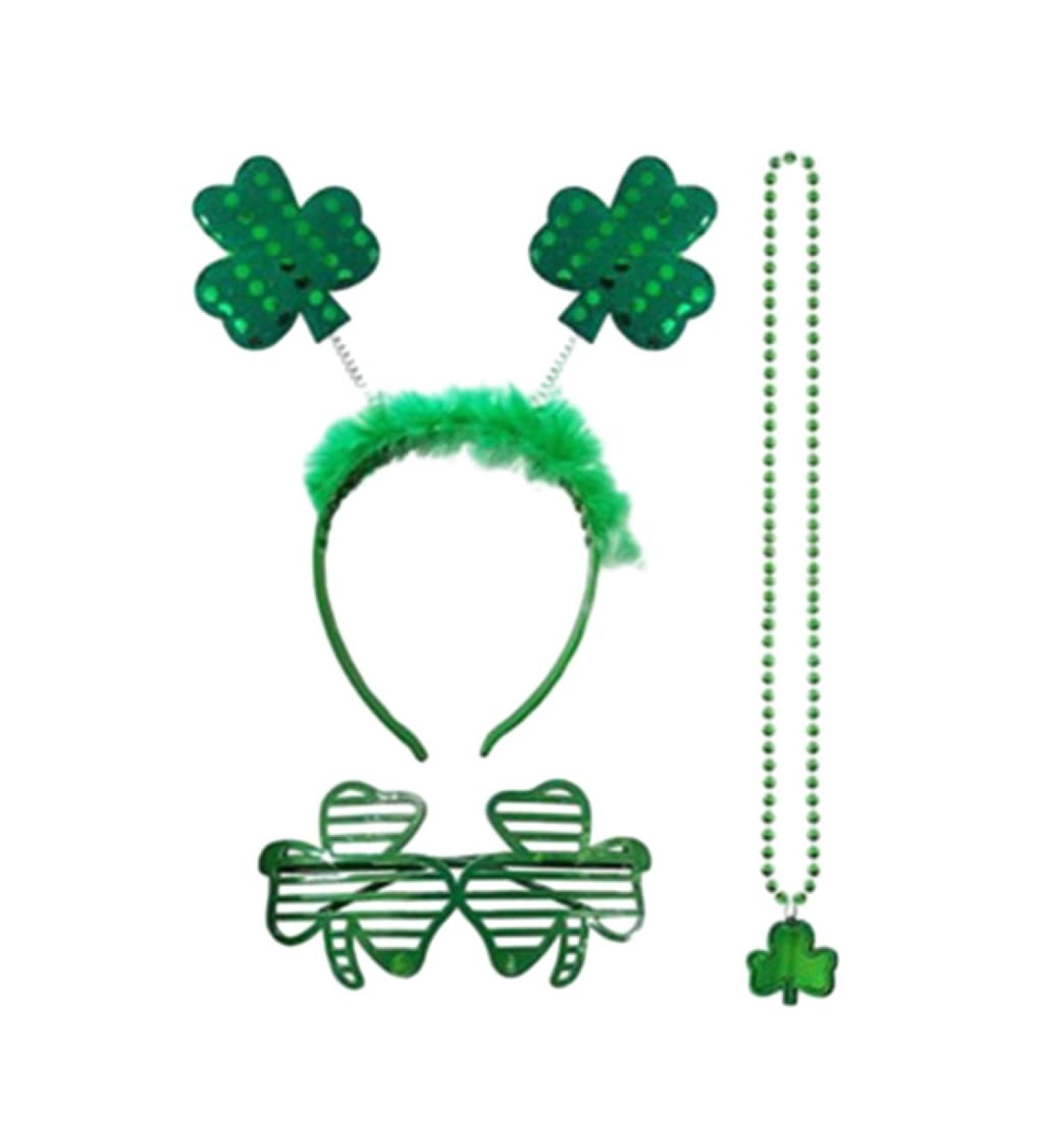 Bottone 1set Saint Patricks Day Green Shamrock Headband&Necklace &Sunglasses Set Irish National Party Supplies for Adult Unisex - Buy Online on GoSupps.com