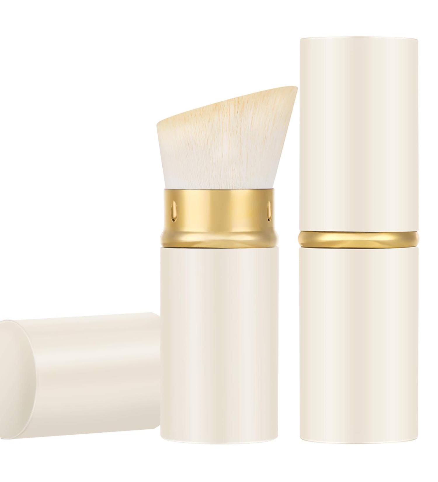 Falliny Retractable Foundation Makeup Brushes Travel Angled Kabuki Powder Brush Liquid Foundation Sunscreen Brush with Cover for Blending Liquid Blush Bronzer Cream or Flawless Powder Cosmetics Cream-Colored Small - Buy Online on GoSupps.com