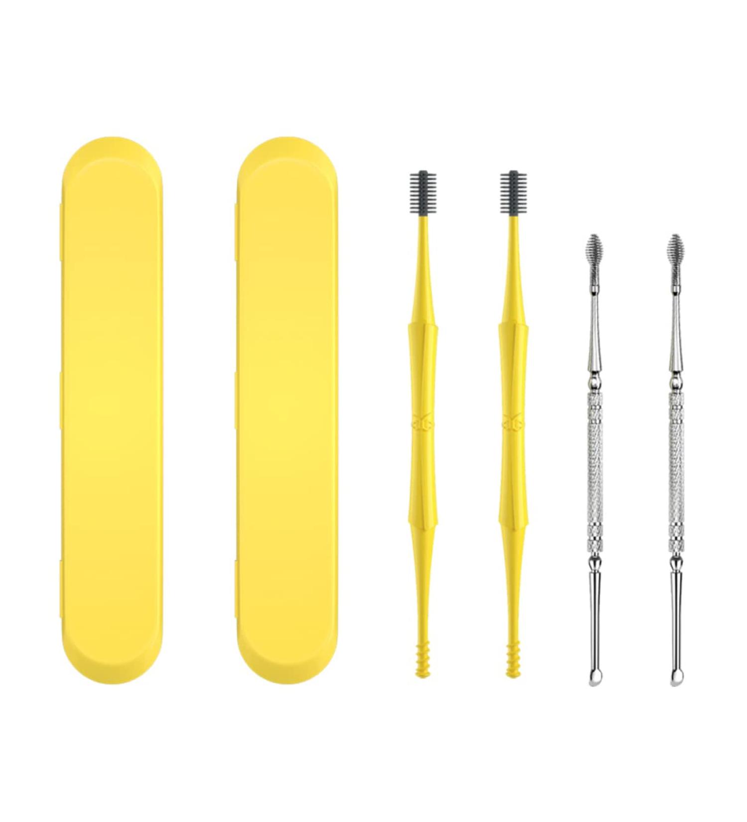 Healeved Double Sided Ear Wax Pickers 4pcs Set - Stainless Steel Earwax Remover Tool Kit for Men and Women - Ear Cleaning Curette Spoon with Storage Case - 12x0.5cm - Buy Online on GoSupps.com