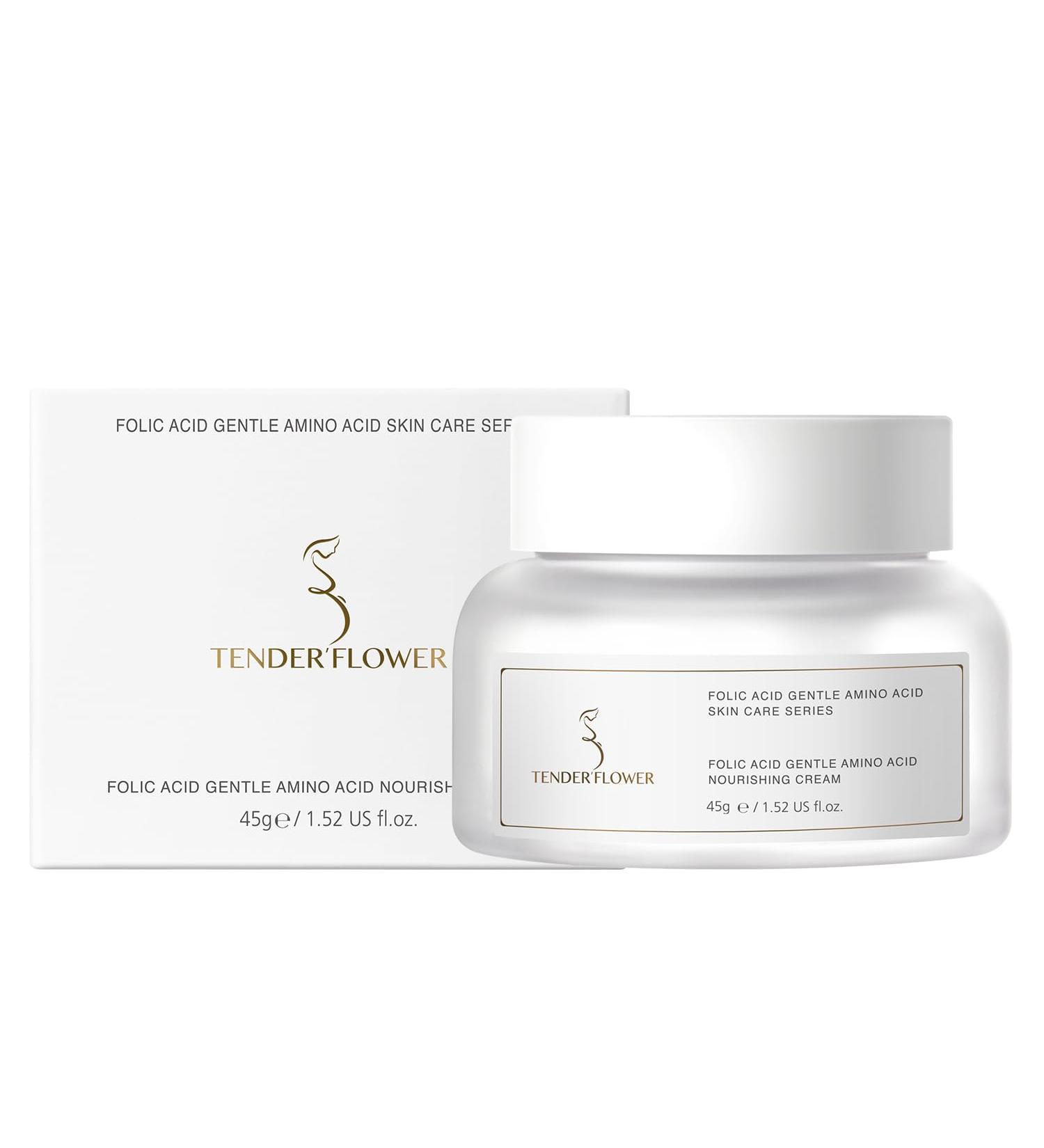 TENDER FLOWER Folic Acid Gentle Amino Acid Nourishing Cream - 45g | Best Face Cream for Hydration & Skin Care - Buy Online on GoSupps.com