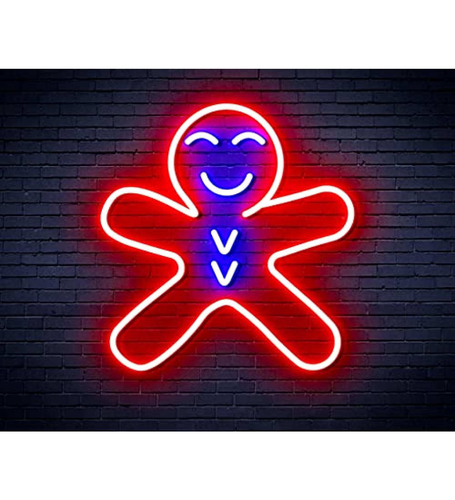 ST16s33-fnu0150-rb Gingerbread Man LED Neon Sign - Dual Color Red & Blue Silicone Perfect Holiday Decor - International Shipping Available - Buy Online on GoSupps.com