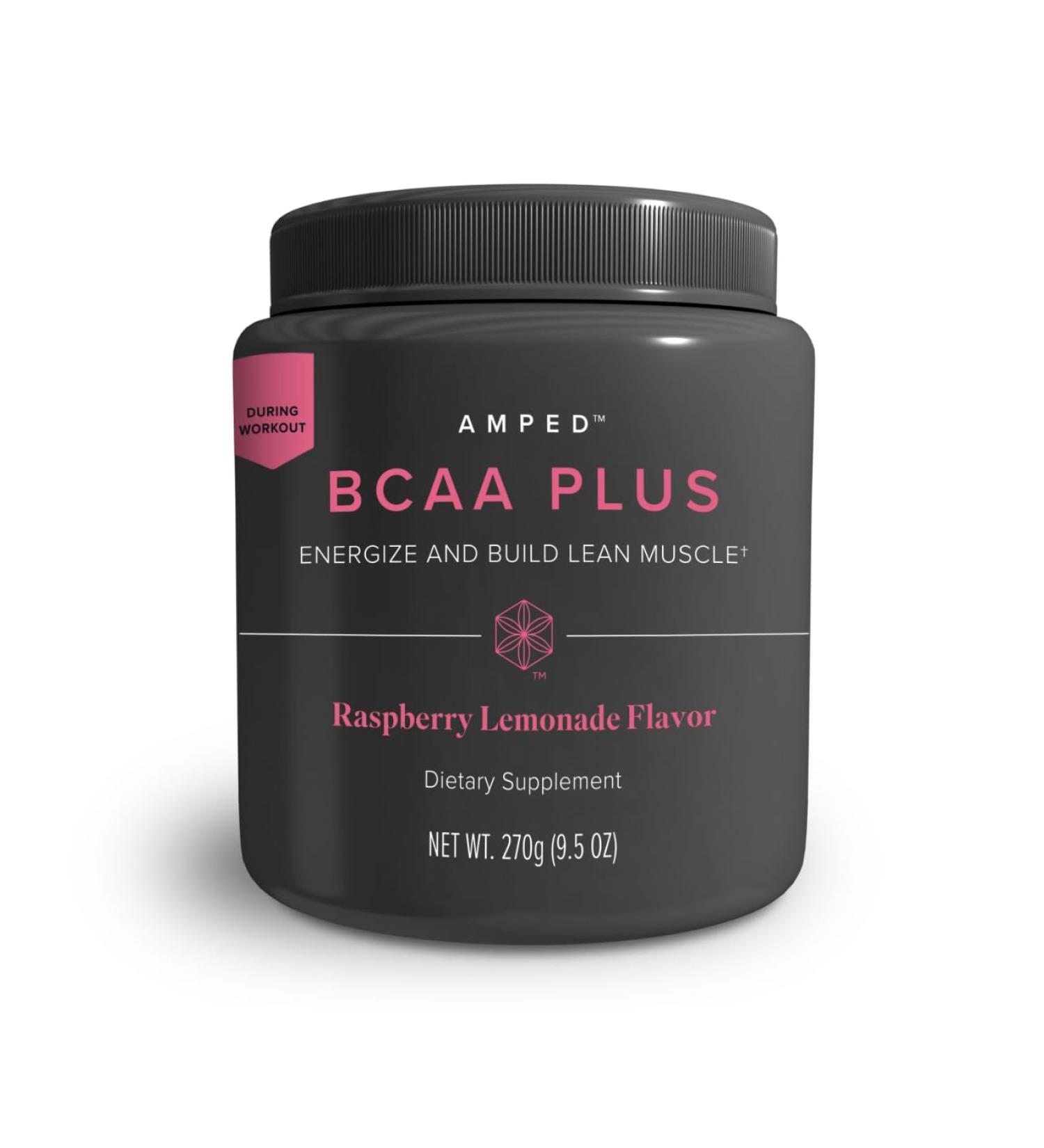 Isagenix Amped BCAA Plus - Help Promote FatBurning and Endurance During Workouts - Raspberry Lemonade Flavor - 9.5 oz Canister - 20 Servings - Buy Online on GoSupps.com