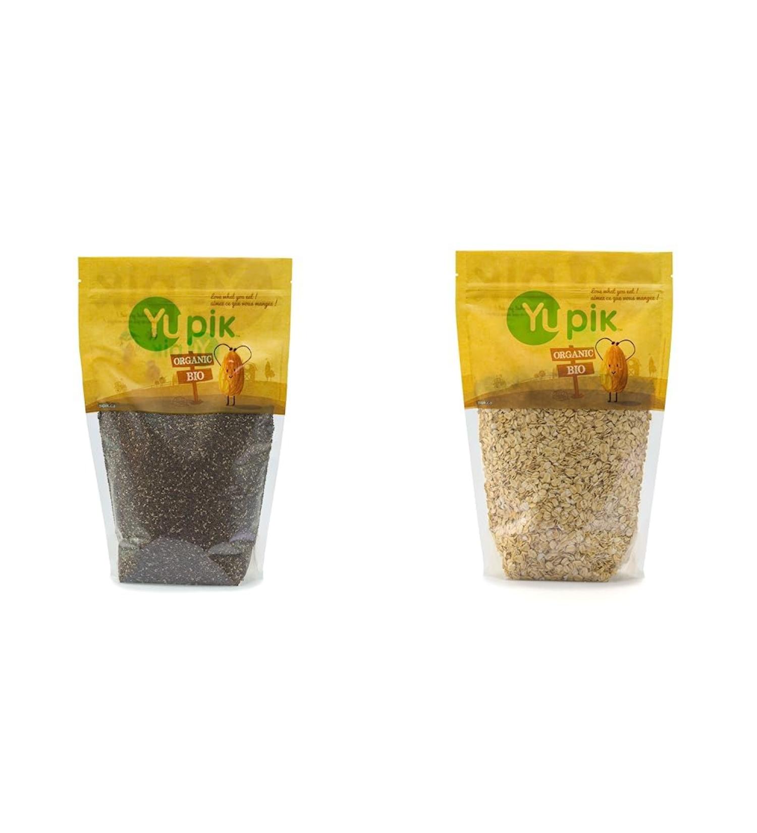 Yupik Organic Black Chia Seeds Non-GMO Vegan Gluten-Free 1Kg & Organic Rolled Oats (Regular) 1Kg 1000 g (Pack of 1) Black Chia Seeds+ Rolled Oats - Buy Online on GoSupps.com