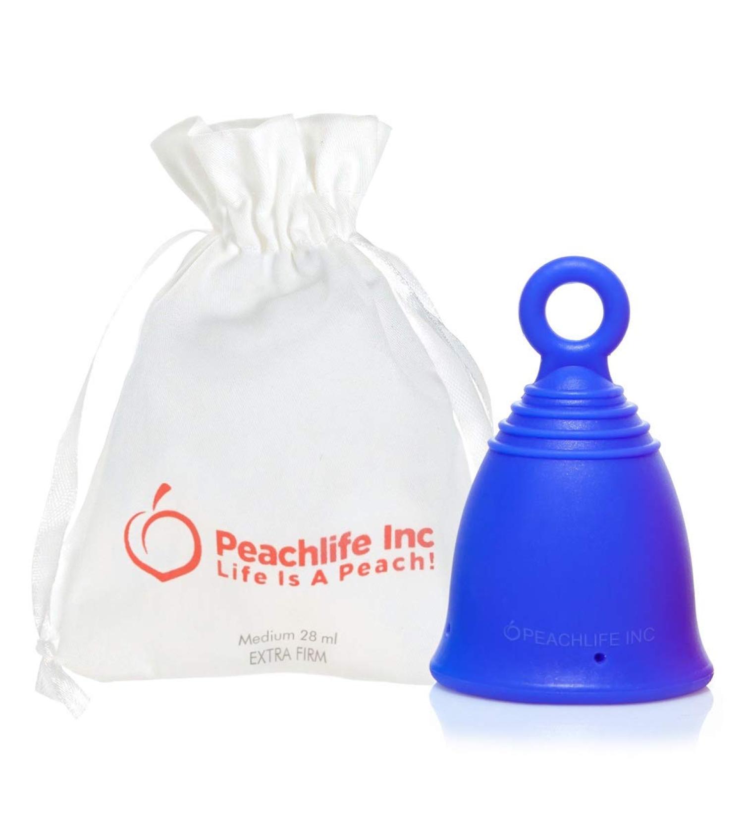 Buy Silicone Menstrual Cup for Women - Reusable Medium Size Extra Firm Peachcup with Loop Handle - Ships Internationally - Buy Online on GoSupps.com