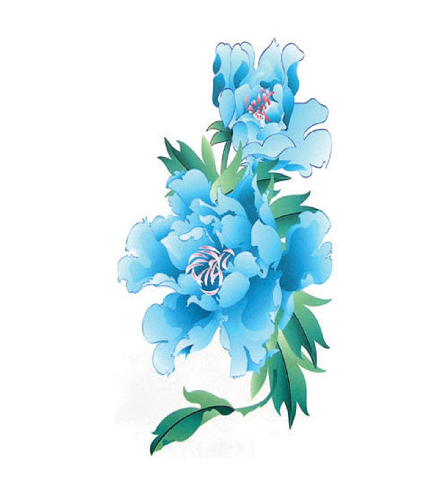 TAFLY Blue Flower Arm Temporary Tattoos for Women - Set of 5 Sheets | Sexy Body Art Transfer Tattoos - Buy Online on GoSupps.com