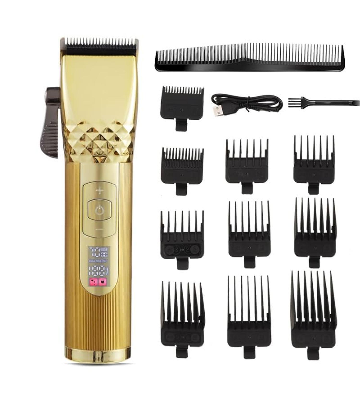 Professional Cordless Hair Clippers - Titanium Ceramic Blade Rechargeable Hair Trimmer - Barber Grooming Kit (Gold - Buy Online on GoSupps.com