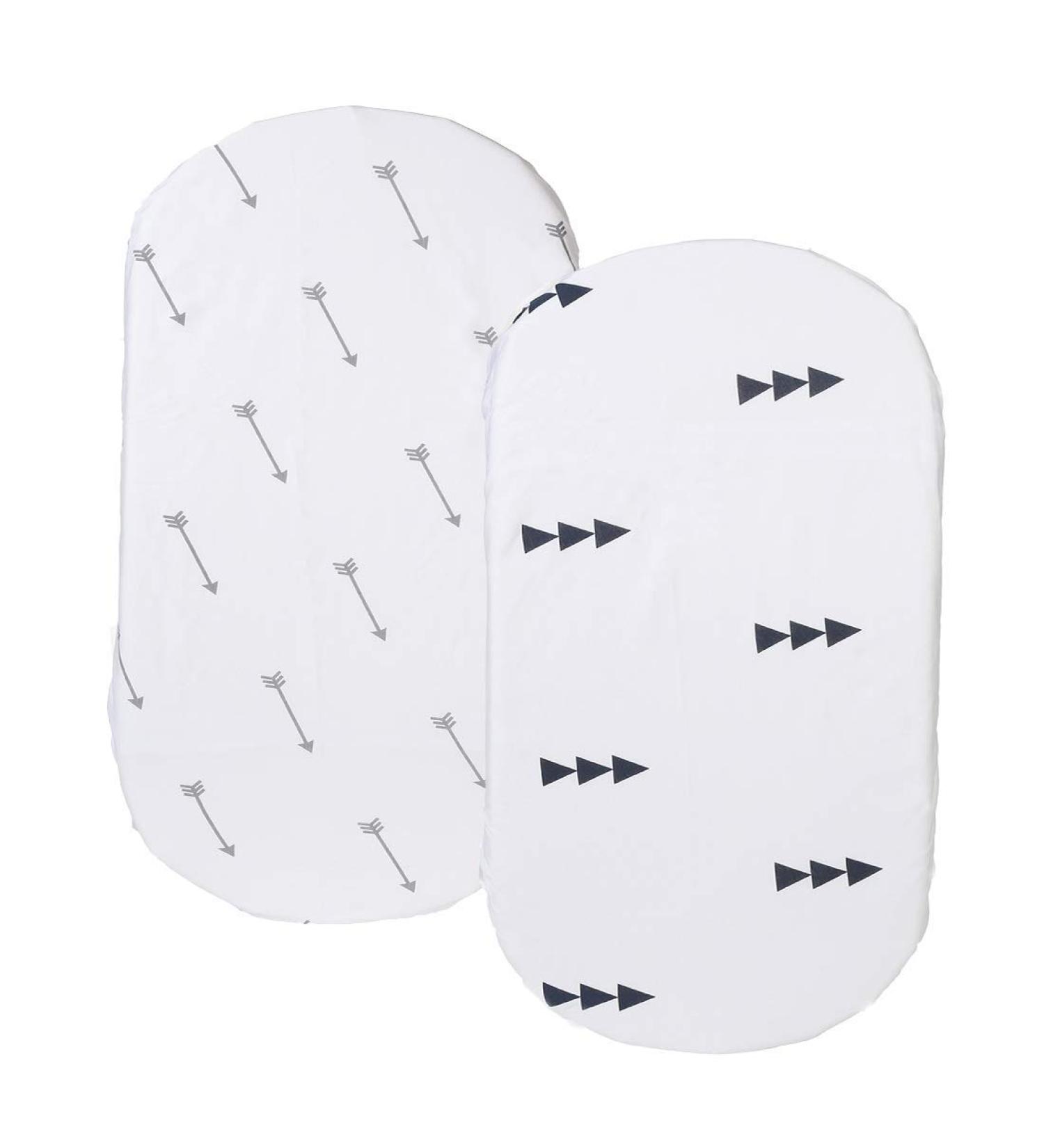 Knlpruhk Grey Arrow White Bassinet Sheet Set 2 Pack - 100% Jersey Knit Cotton for Baby Boy Girl - Ultra Soft & Stretchy - Grey Arrows & Black Triangles - Buy Online on GoSupps.com