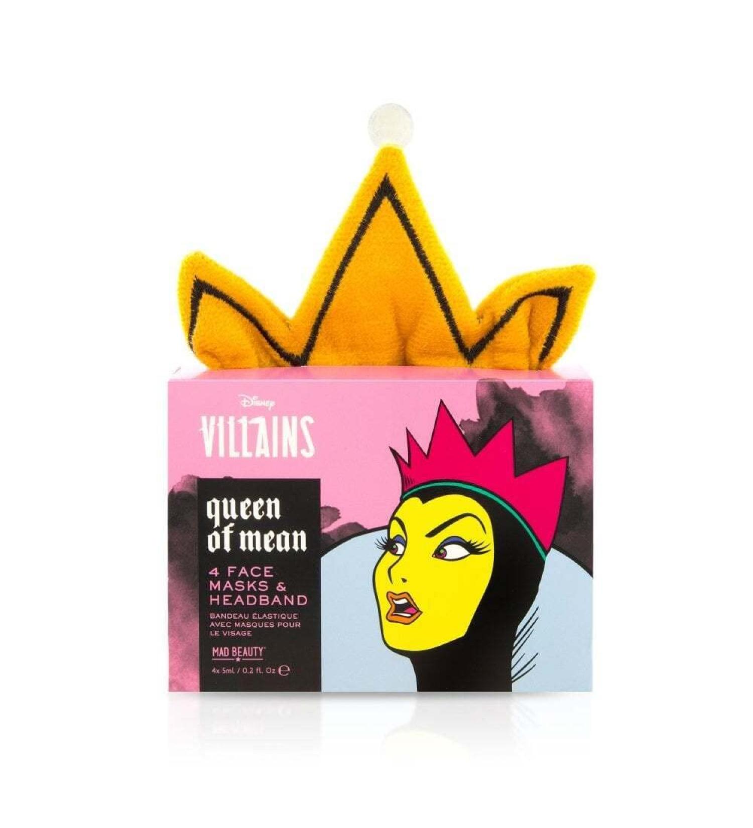 MAD BEAUTY Disney Villains Queen of Mean Headband & 4 Face Masks Set - Revitalize Skin & Tame Stray Hairs with Passionfruit & Apple Extracts - Buy Online on GoSupps.com