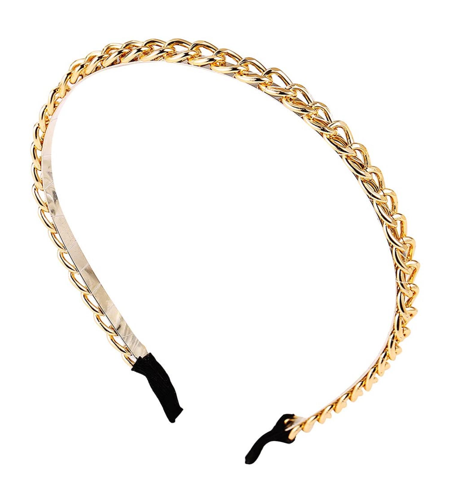 Gold Chain Headbands for Women - Cute Hair Accessories for Girls | Thin Metal Hair Band Hoop | Stylish Headwear - Buy Online on GoSupps.com