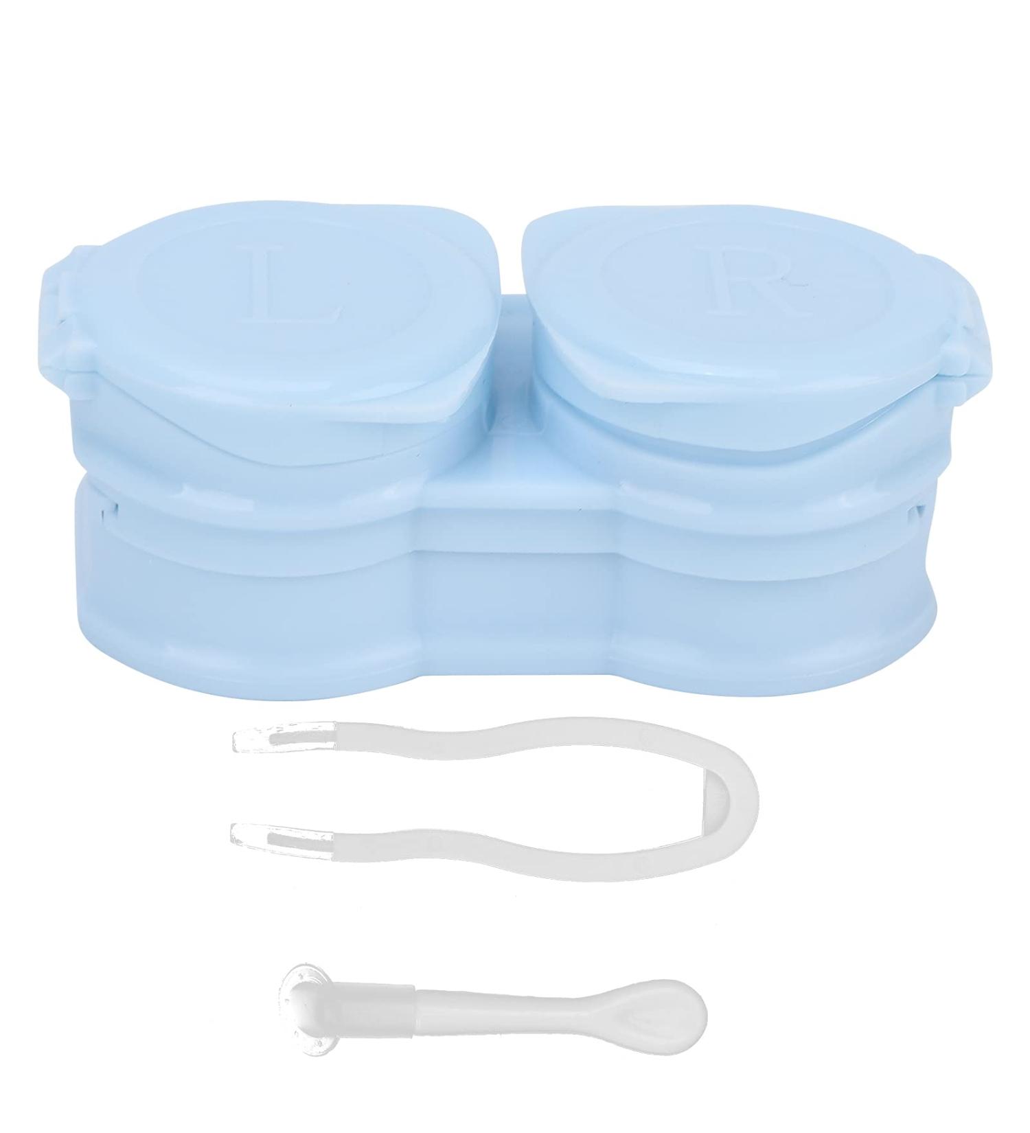 Portable Dustproof Contact Lens Container Set with Tweezer & Pencil Remover - Ideal Storage for Home & Gifts (Blue) - Buy Online on GoSupps.com