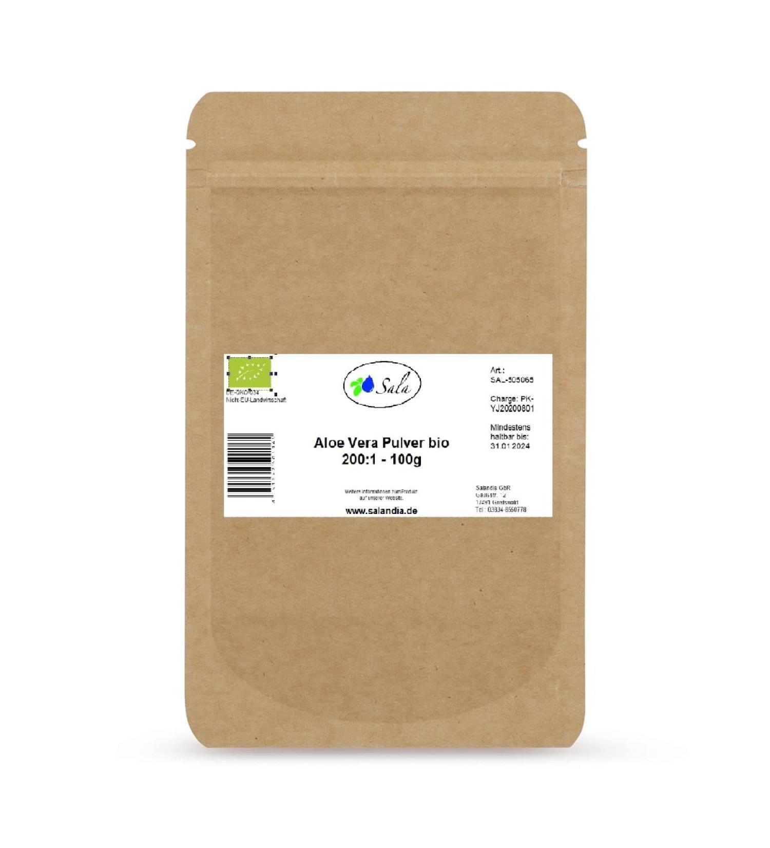 Sala Aloe Vera Extract 200:1 Powder organic 100 g bag