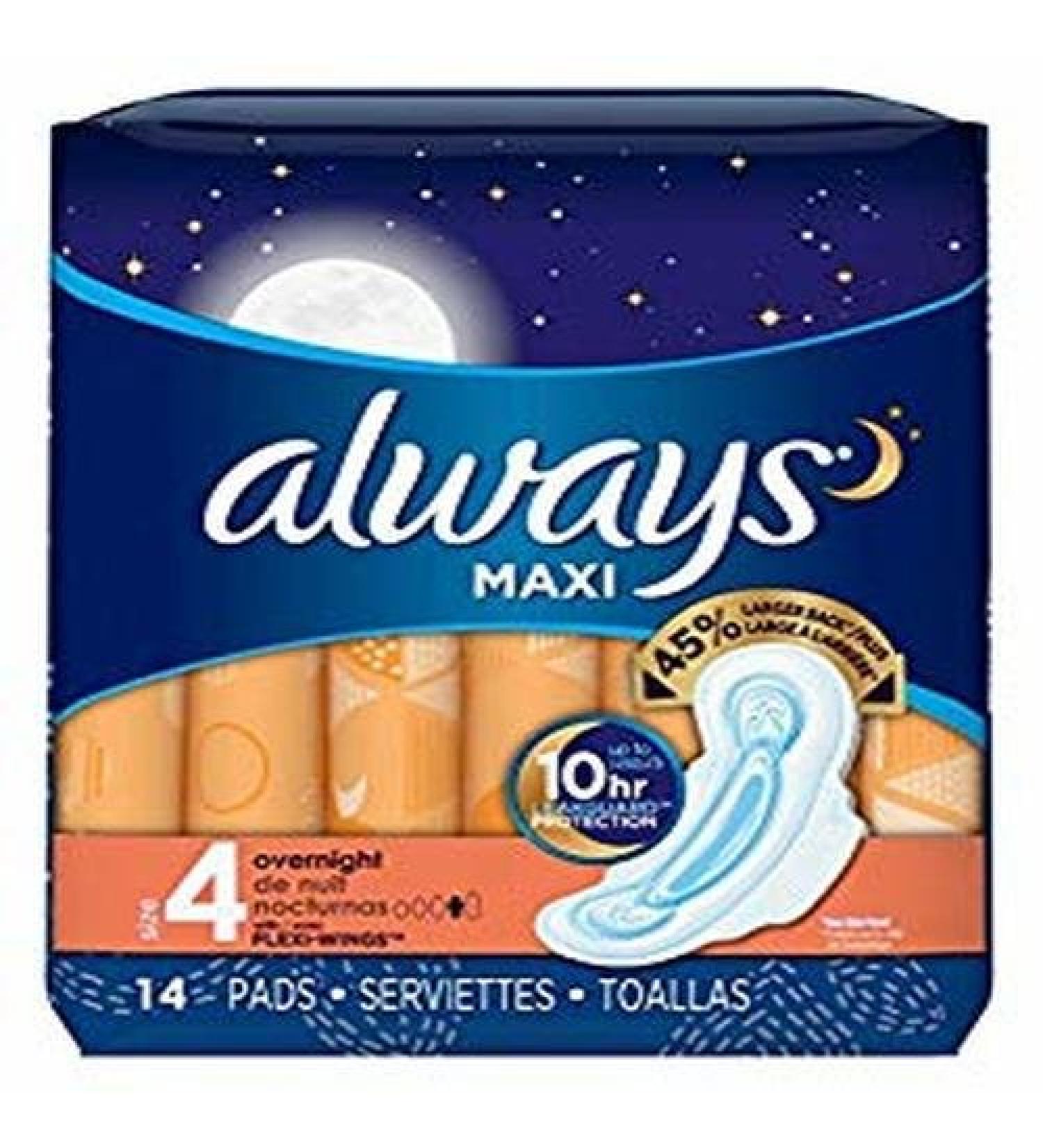 Always Maxi Ovr Ngt W/Wng Size 14ct Always Maxi Overnight W/Wings 14ct