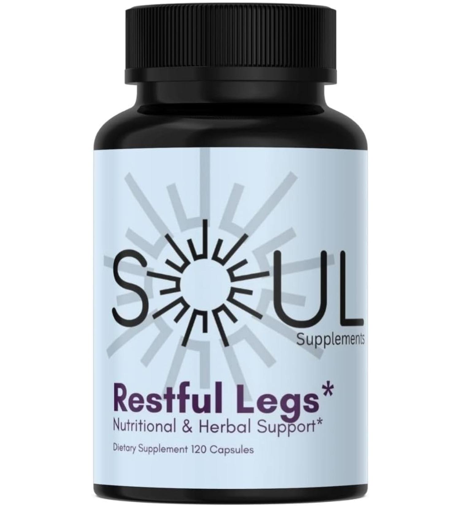 QuitK Restful Legs Support - 225mg Magnesium Glycinate with Vitamin D Iron B6 Zinc & Turmeric & Valerin Root Herbal Blend - Nighttime Muscle & Nerve Comfort - 120 Capsules - Buy Online on GoSupps.com