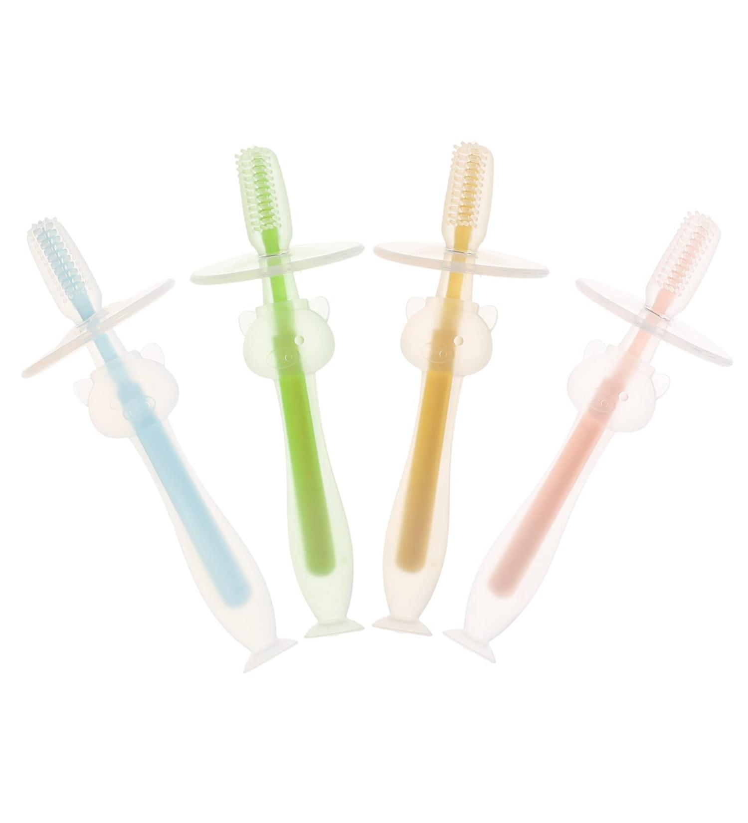 Frcolor 4-Piece Baby Toothbrush Set | Silicone Baby Toothbrushes for Children | 3D Design for Newborns & Kids | International Shipping Available - Buy Online on GoSupps.com