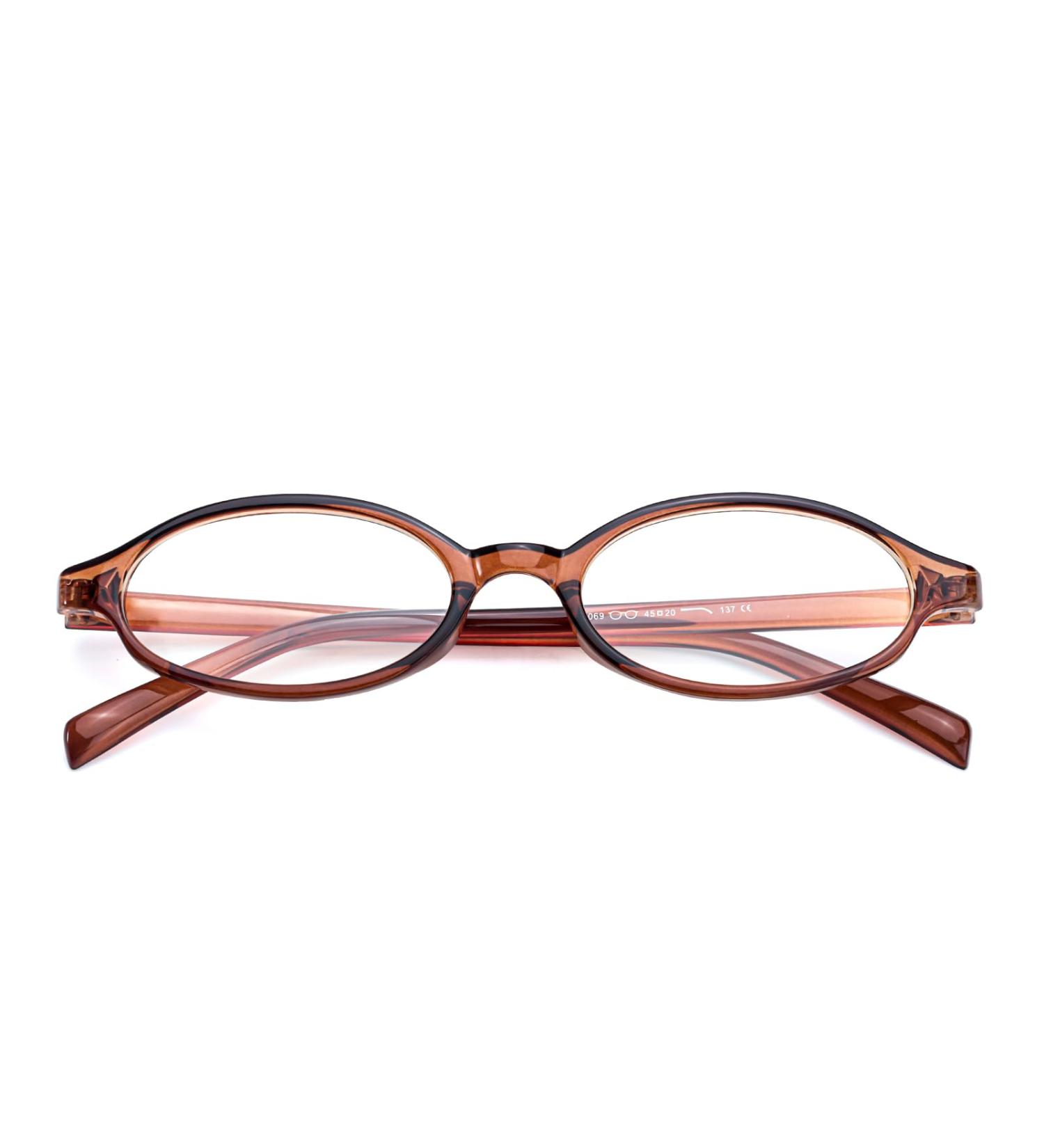 Shop Y2K Oval Fake Glasses - Non-Prescription Blue Light Eyewear for Women | Clear Cosplay Brown Frame - Buy Online on GoSupps.com