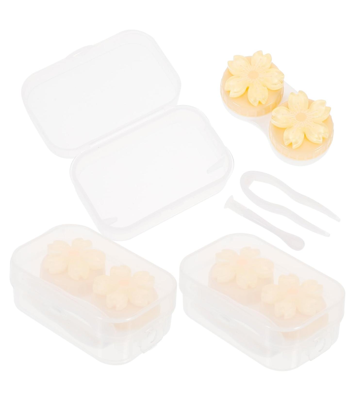 HOMSFOU 3pcs Contact Lens Case with Mirror - Portable Plastic Travel Foil Crystal - Yellow - 7x4.5x2.5CM | Buy Internationally - Buy Online on GoSupps.com