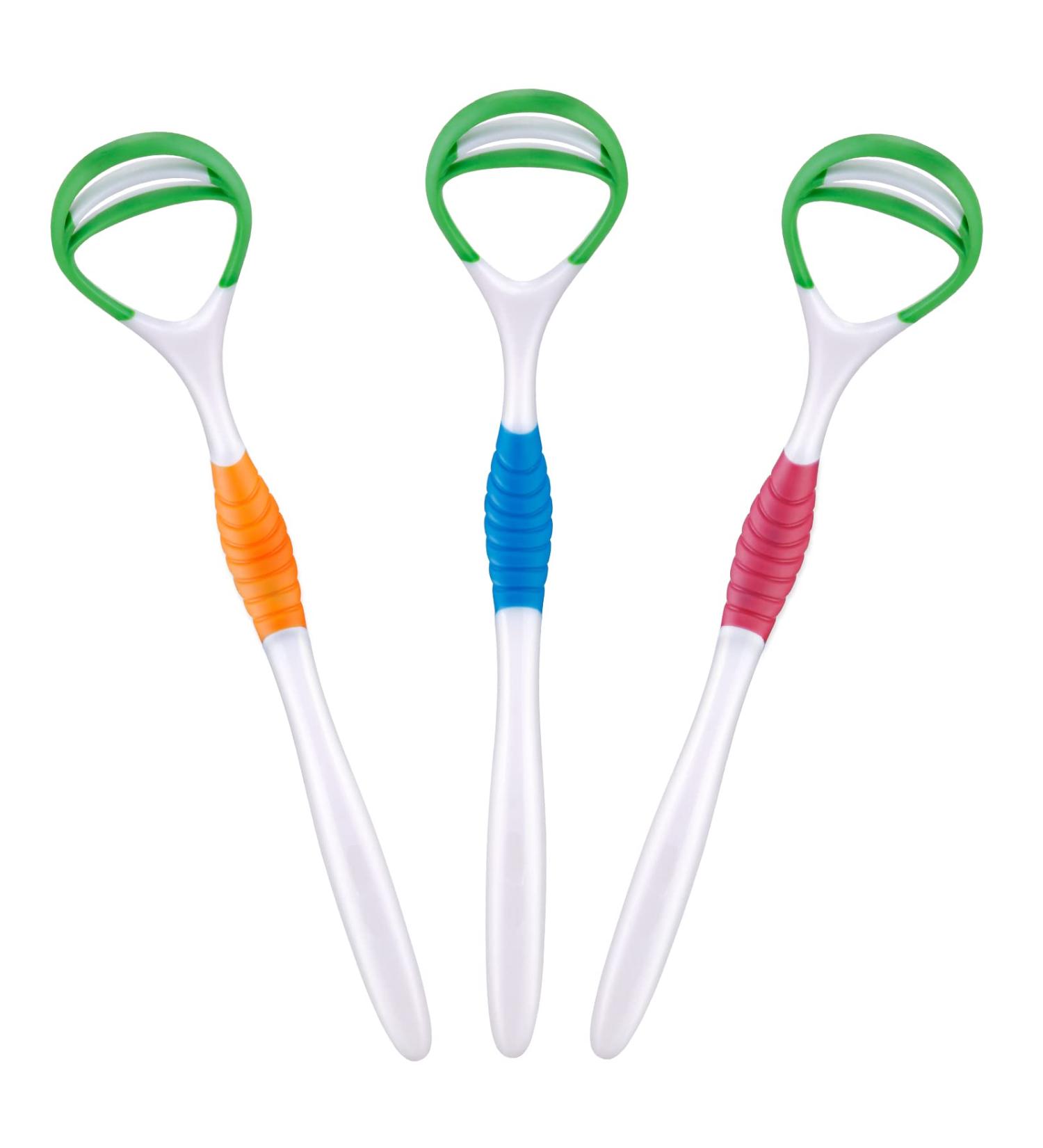 Tongue Scraper Cleaner 3 Pack - Bad Breath Solution for Adults & Kids | Easy to Hold & Clean | BPA Free - Buy Online on GoSupps.com