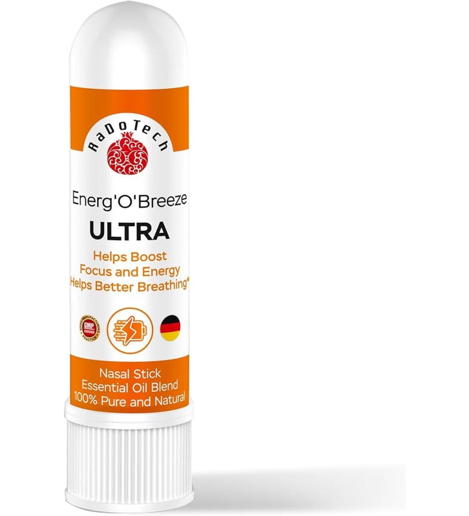Energ 'O' Breeze Ultra Aromatherapy Stick Nasal Inhaler Helps Boost Focus & Energy - USA - 3 Pack 1.05 Fl Oz (Pack of 3) - Buy Online on GoSupps.com