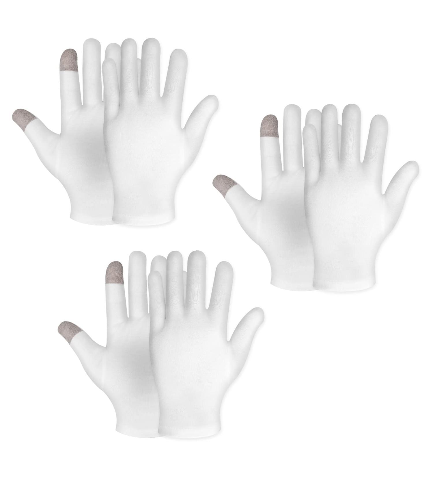 Sibba 3 Pairs Touch Screen Moisturizing Gloves White Cotton Moisturizing Gloves Overnight Bedtime Heal Eczema Sleeping Lotion Hand Spa Treatment Gloves Repair Rough Cracked Dry Chapped Hands Skin - Buy Online on GoSupps.com