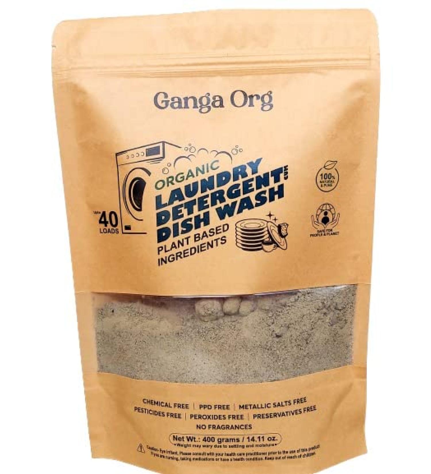 Ganga Org Organic Laundry Detergent Powder | Zero Chemicals & Natural Ingredients | Stain Fighting Power for Eco-Friendly Cleaning - Buy Online on GoSupps.com