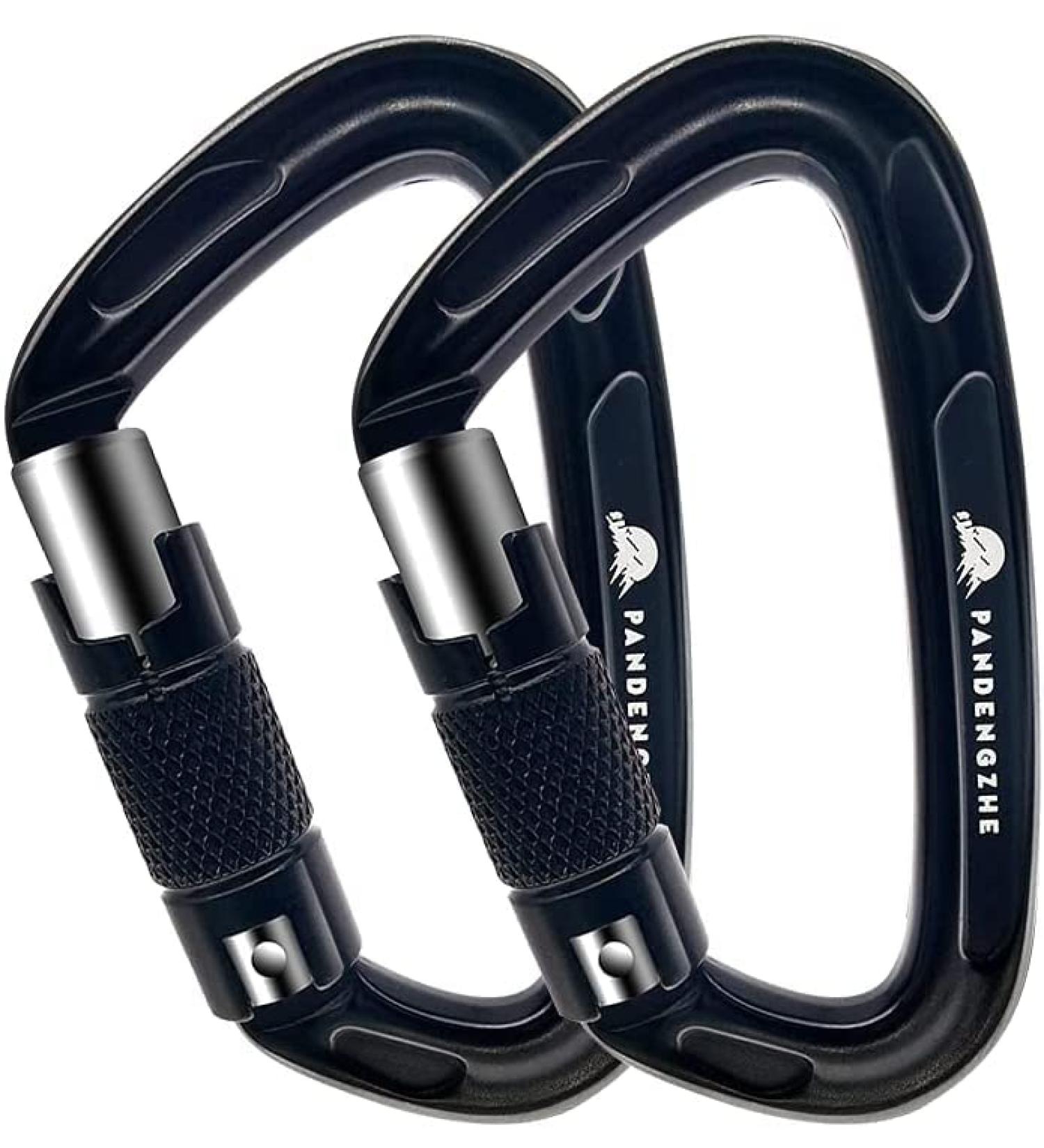 PANDENGZHE 25KN Heavy Duty Carabiner Clip (2 Pack) - Ideal for Climbing, Rigging, Ropes, Hammocks - Buy Online on GoSupps.com