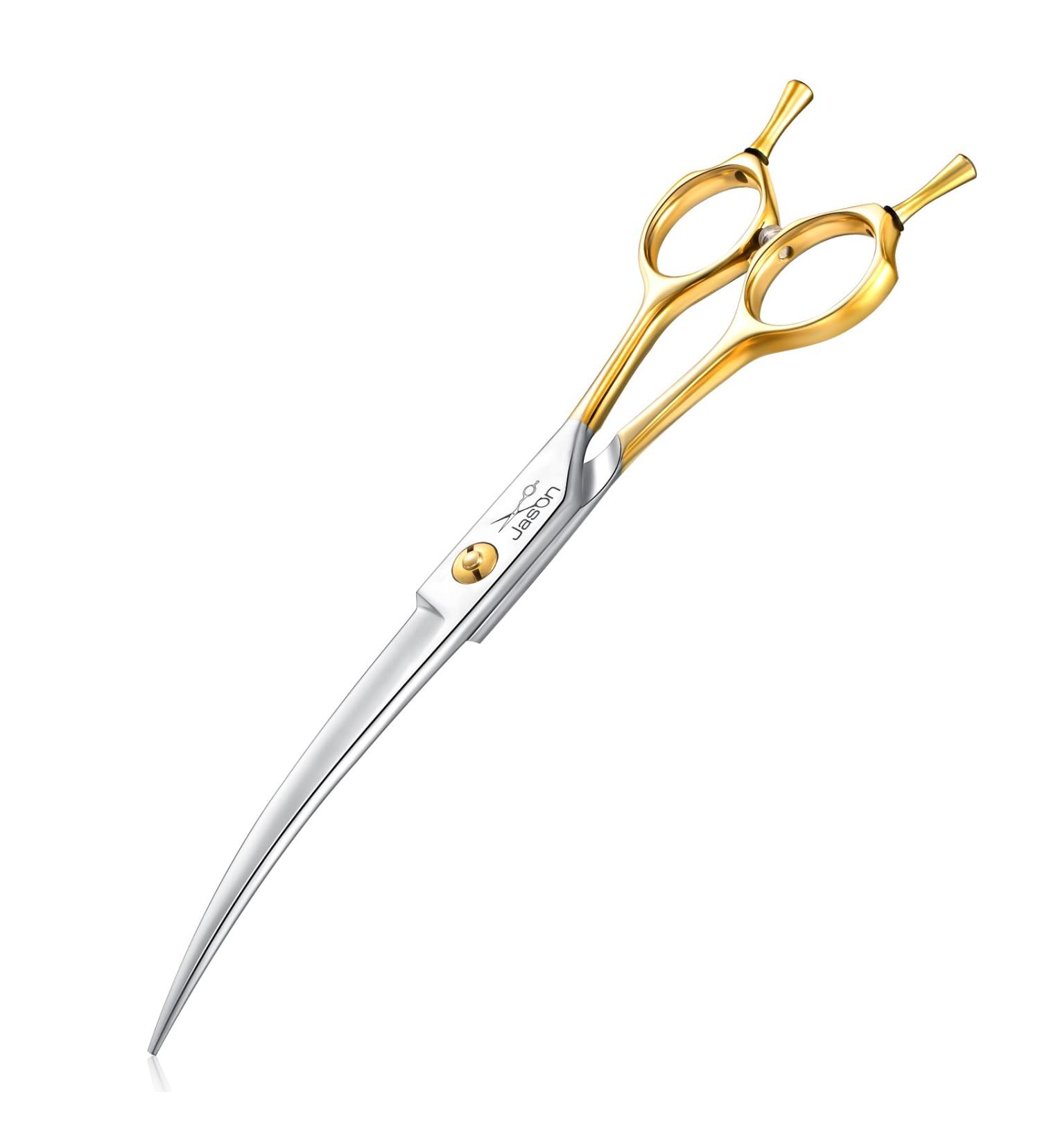 Jason 7.5 Inch Curved Dog Grooming Scissors - Professional Japanese Stainless Steel Pet Fur Care for Dogs & Cats - Buy Online on GoSupps.com