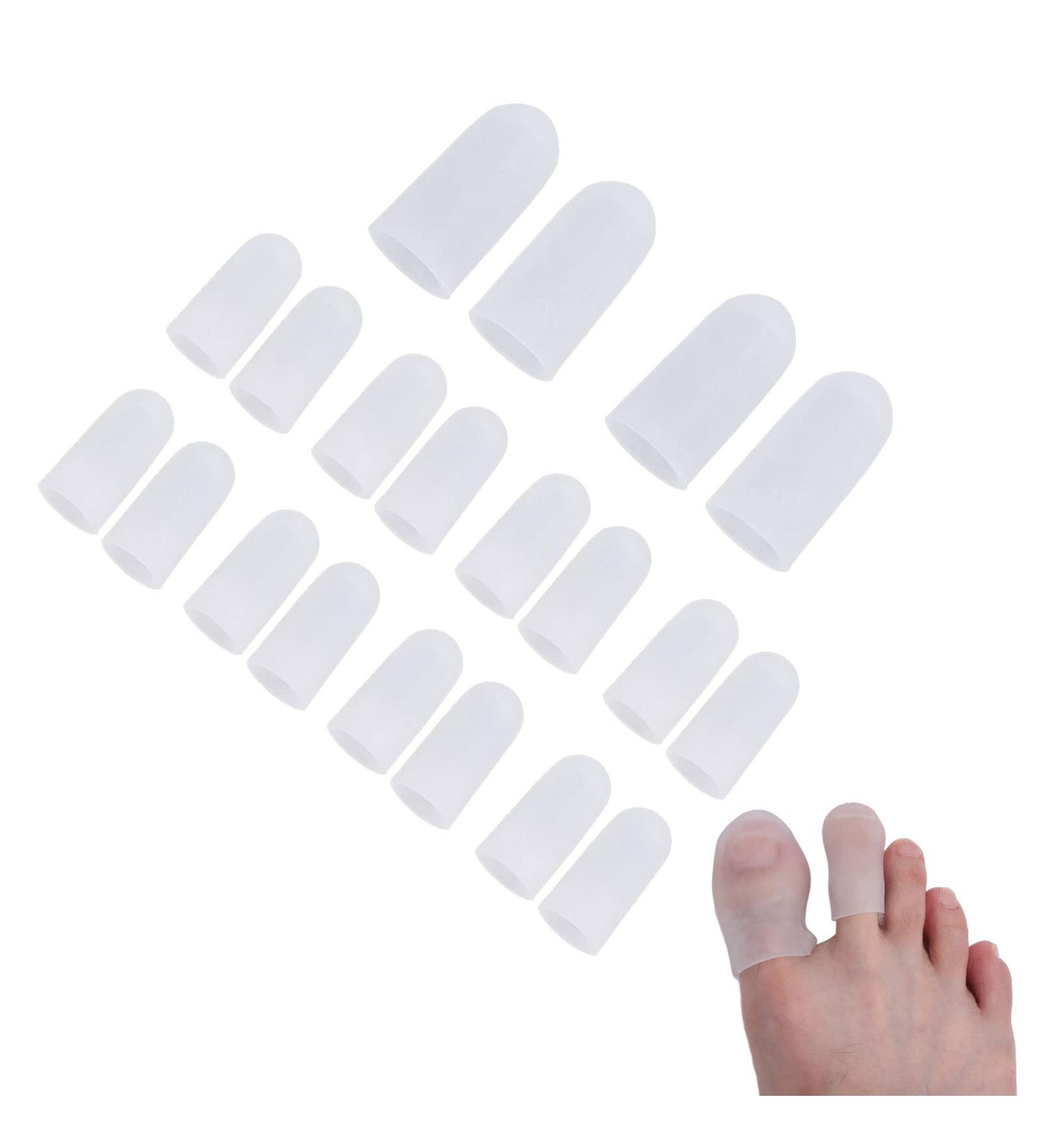 Silicone Toe Protectors - Set of 10 Soft Gel Toe Covers for Skin Relief and Separation - White Toe Sleeves for Overlapping Toes - Buy Online on GoSupps.com
