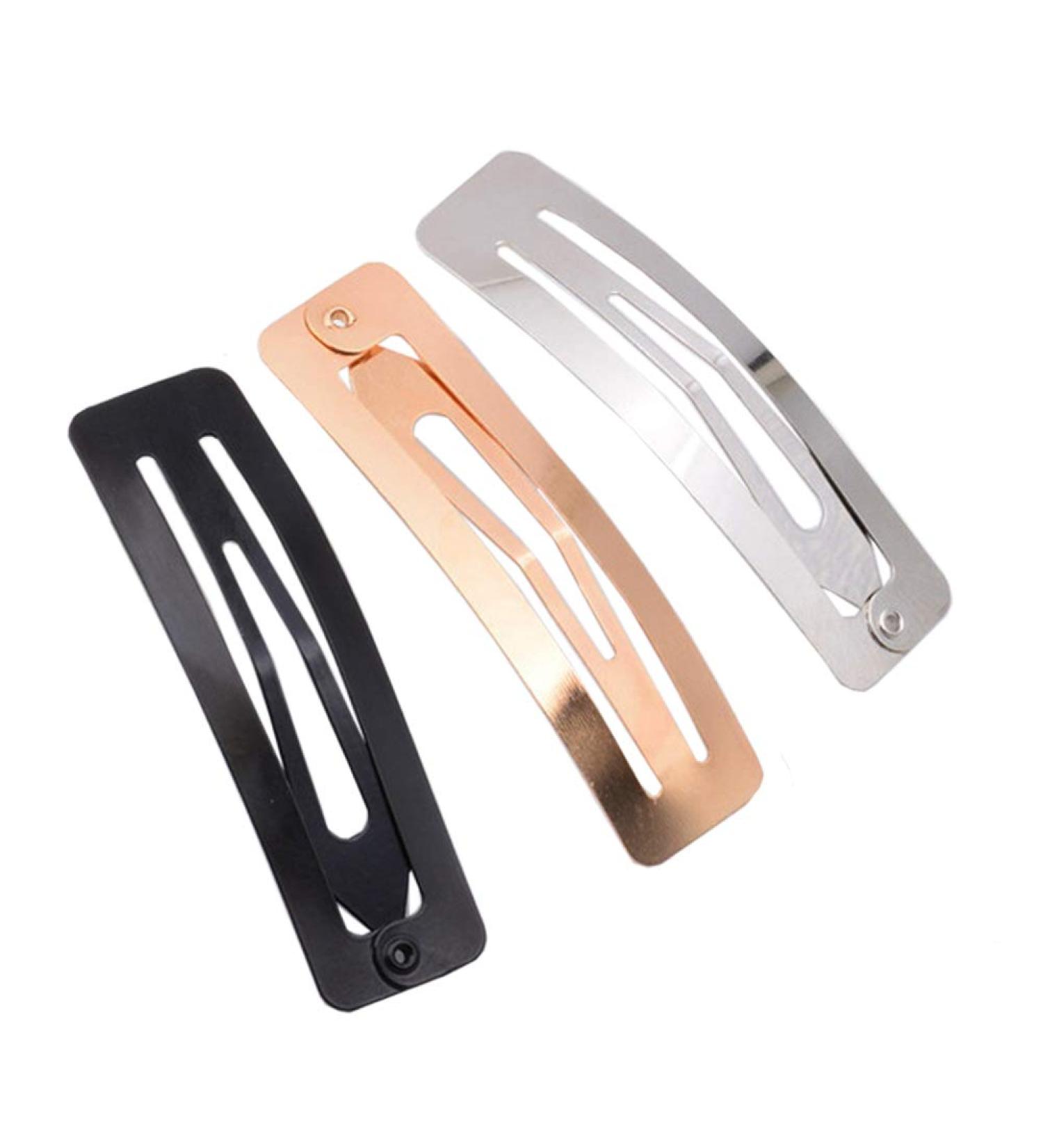 No Slip Metal Snap Hair Clips - 30 Rectangle BB Clips for Girls & Women - 60mm (Silver, Black, Rose Gold) - Buy Online on GoSupps.com
