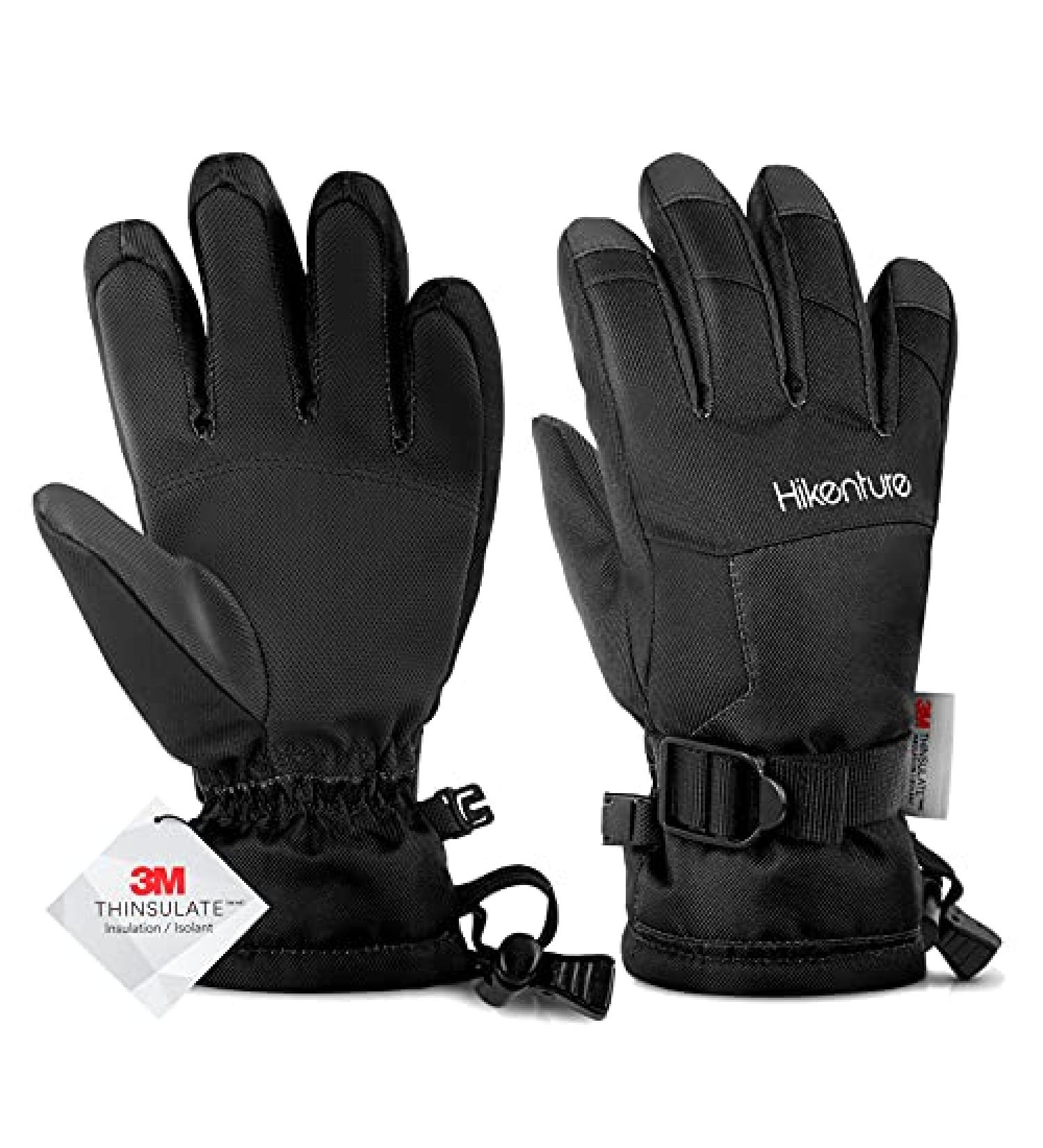 Hikenture Kids Snow Gloves Winter Waterproof Gloves for Boys &Girls Insulated Ski Gloves with 3M Thinsulate for Youth Black Large - Buy Online on GoSupps.com