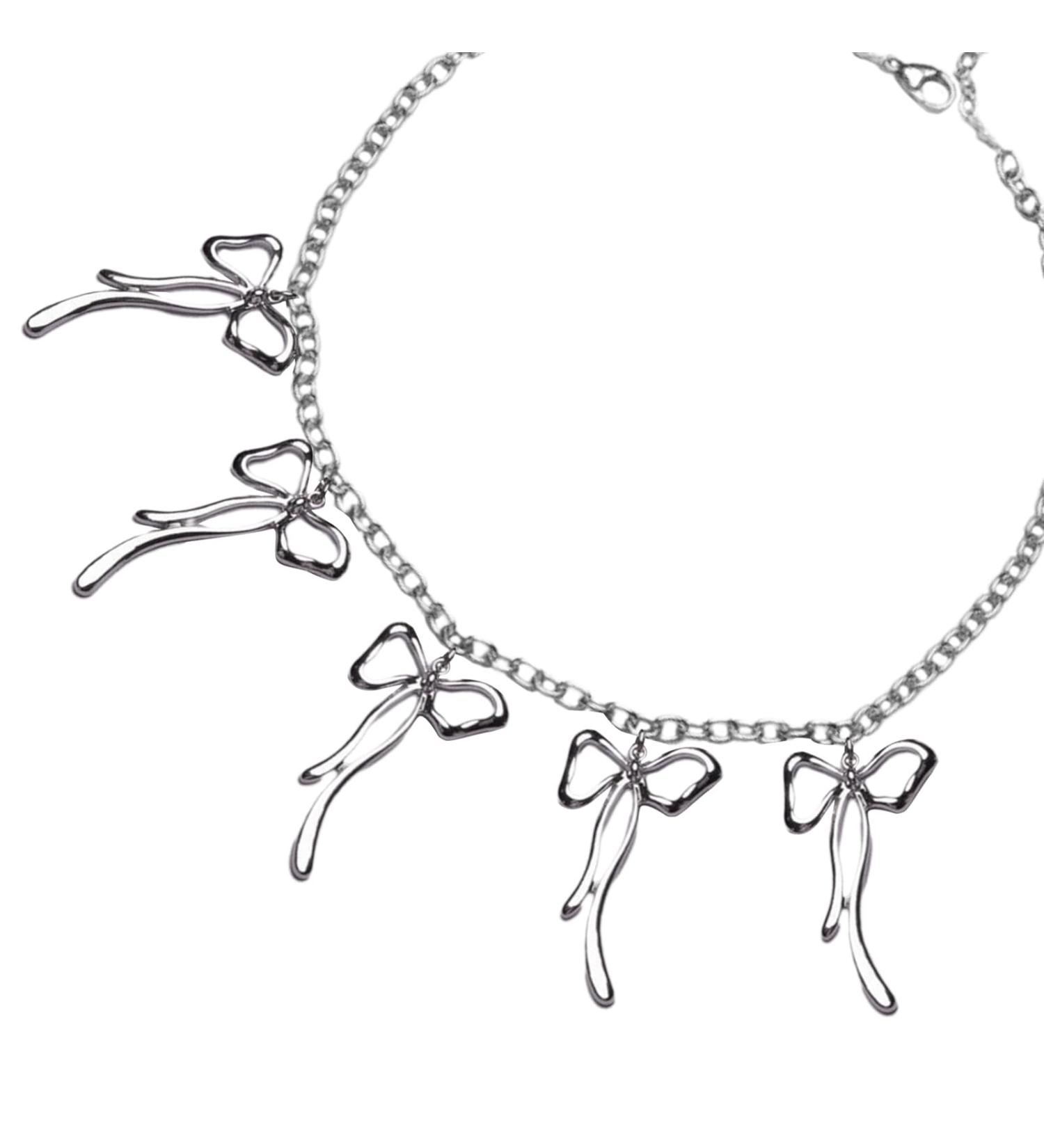 Kuaiyiju Sweet Cool Necklace - Exquisite Harajuku Collarbone Chain Hollow Loop Silver Jewelry for Women Perfect for Parties - Buy Online on GoSupps.com