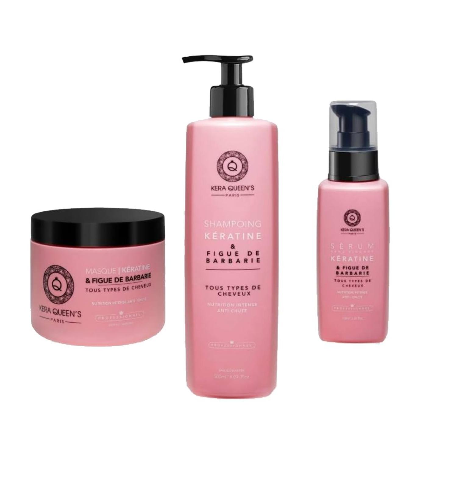 Daily Ritual Trio Kit ALL HAIR TYPES - Mask + Shampoo + Serum - Keratin & Prickly Pear - Kera Queen's