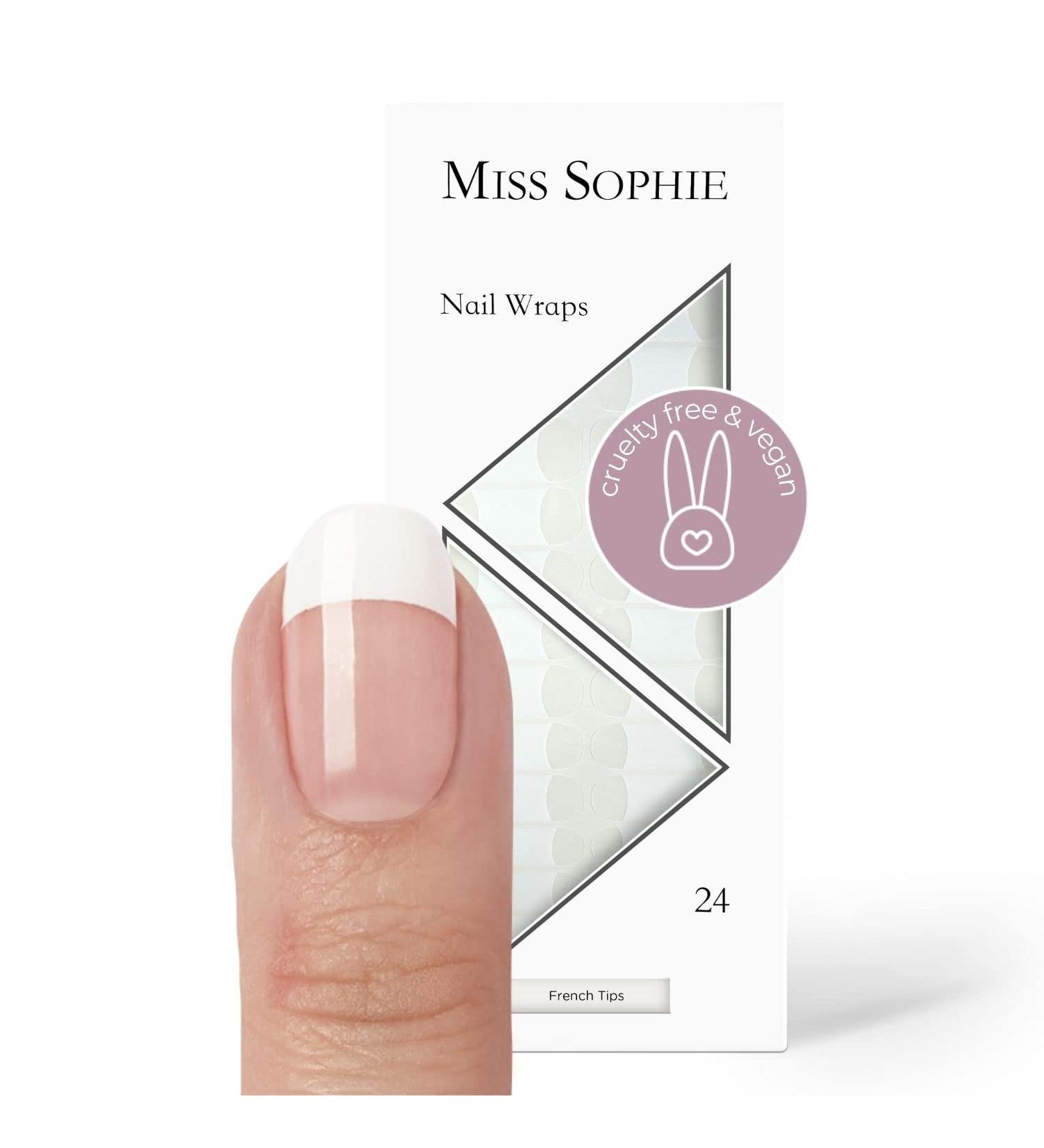 Miss Sophie French Tips Nail Wraps - 24 Ultra-Thin, Long-Lasting Self-Adhesive Nail Wraps - Buy Online on GoSupps.com