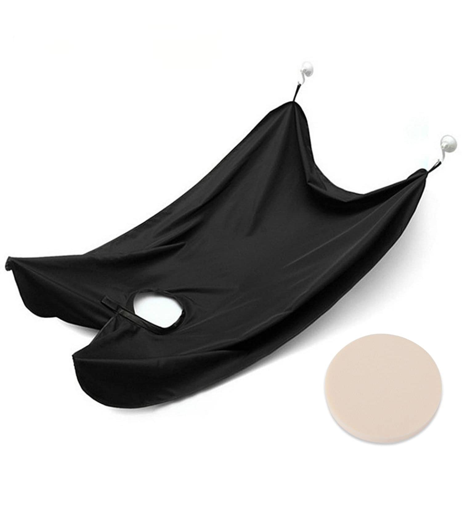 Black Shaving Bib with 2 Suction Cups - Men's Salon Care Smock for Face Trimming and Hair Cutting - Buy Online on GoSupps.com