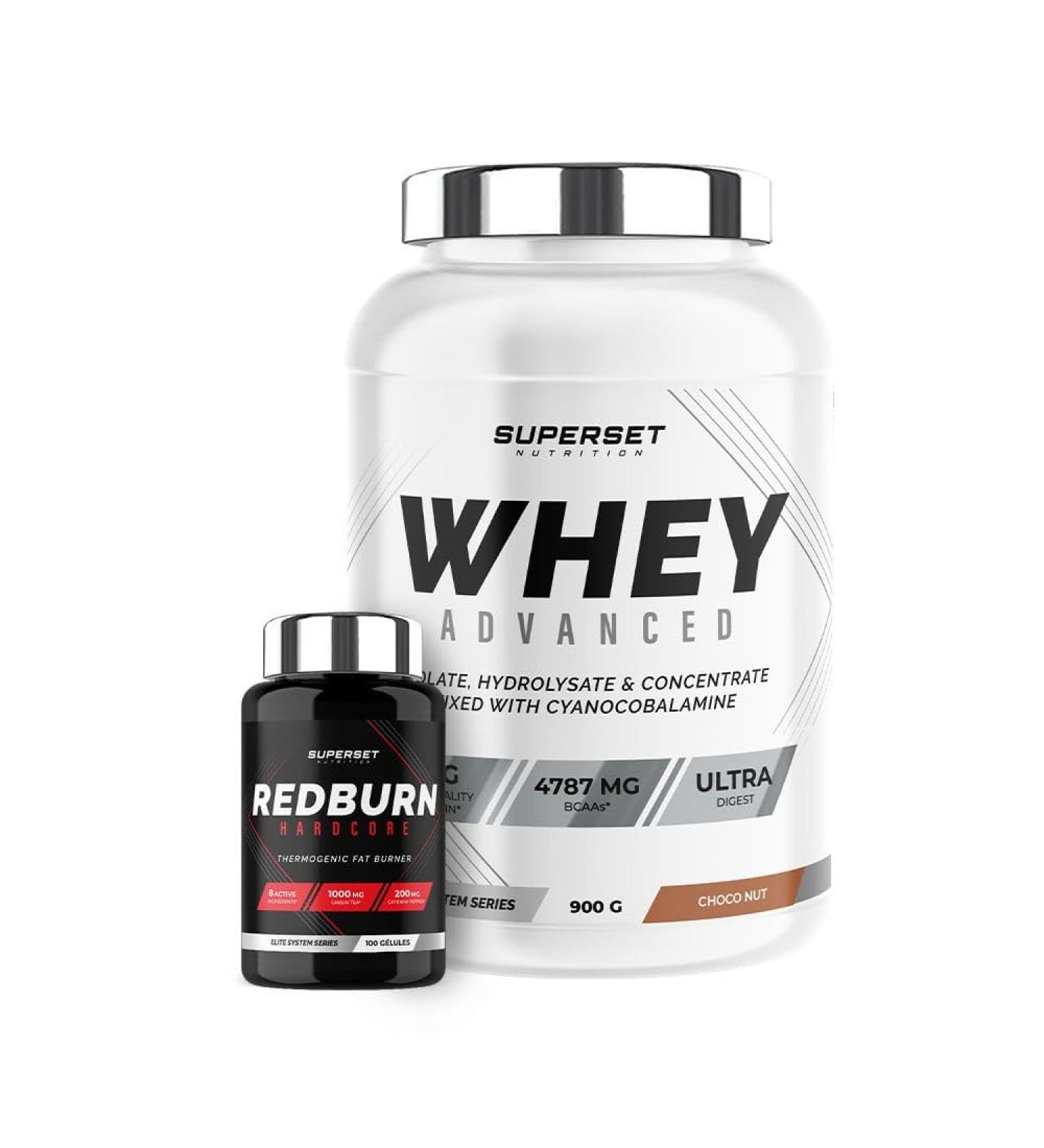Superset Nutrition | Special Dry Muscle Program - 100% Whey Protein Advanced 900g Choco-nut - Redburn Hardcore - Buy Online on GoSupps.com