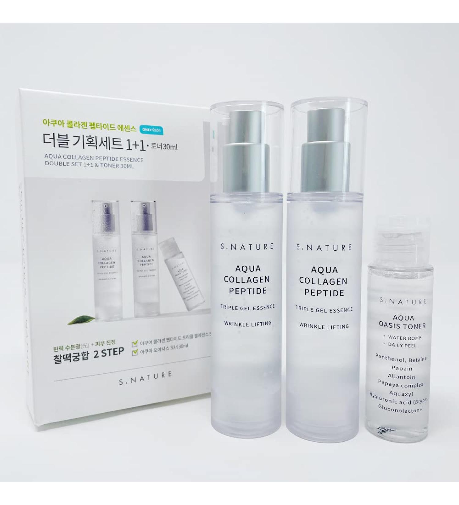 Shop Aqua Collagen Peptide Triple Gel Essence Serum & S Nature Toner Set - Best Korean Skin Care Set for Radiant Skin | Free International Shipping - Buy Online on GoSupps.com