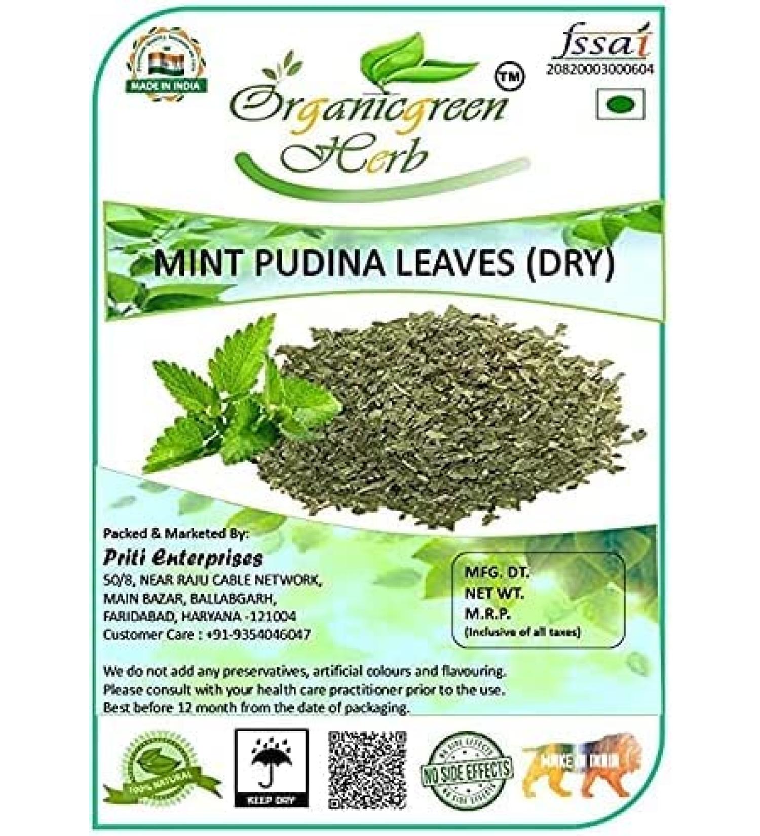 ORGANIZE Organic Green Herbal Mint Pudina Leaves 100 * 3 pcs 300 GMS 8217 GMs8217 Pudina on Sunroof Dry Leaves