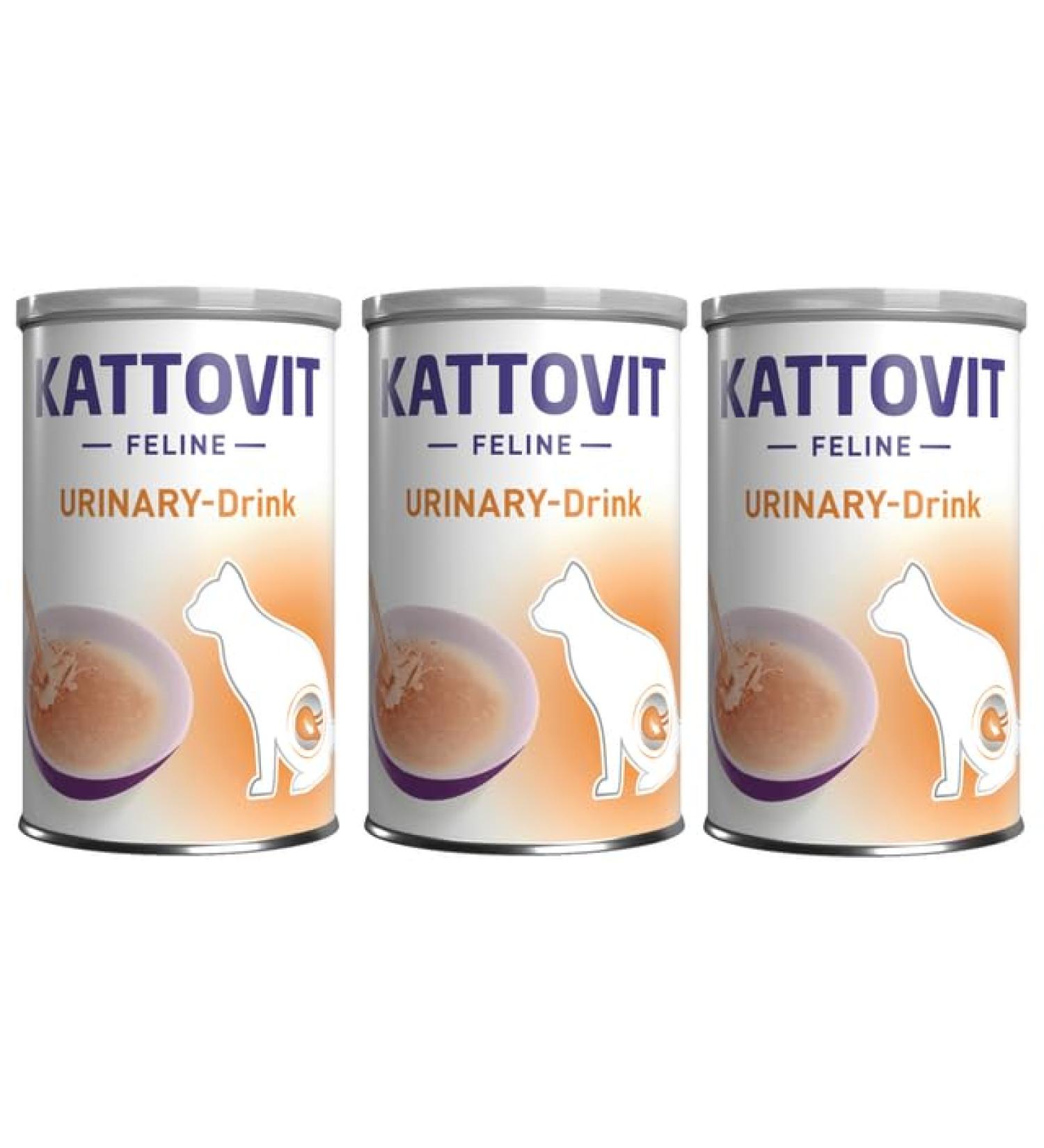 Kattovit Urinary Drink with Chicken | Pack of 3 | 3 x 135 ML | Complementary food for cats prone to recurrent struvite stones | May help increase fluid intake - Buy Online on GoSupps.com