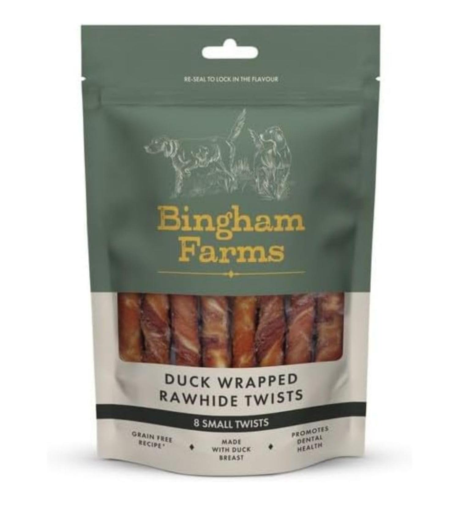 Bingham Farms Duck Wrapped Rawhide Twist Dog Treat - Dental Chew Nutritious Natural Flavour High Protein Small - 8 pk - 80 g Duck 80 g (Pack of 1) - Buy Online on GoSupps.com