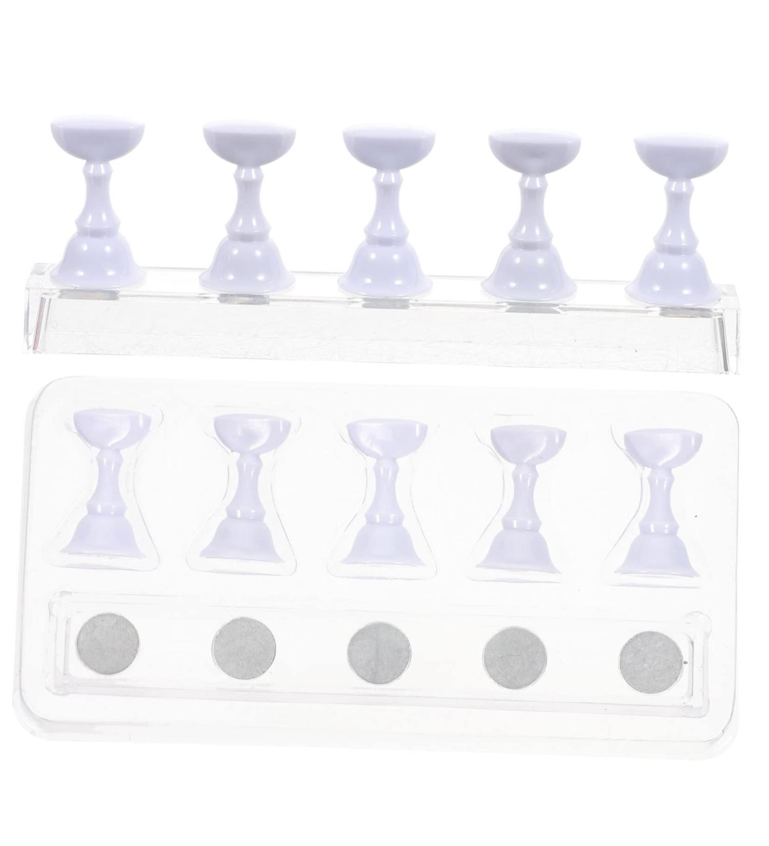 minkissy 2 Sets Nail Checkerboard Nail Hand Practice Press on Nail Stand Fake Hands to Practice Fake Nails Nail Art Tips Display Stand Nail Stand Display Magnetic Head Acrylic White 2.5x1.4x1.4cm White - Buy Online on GoSupps.com