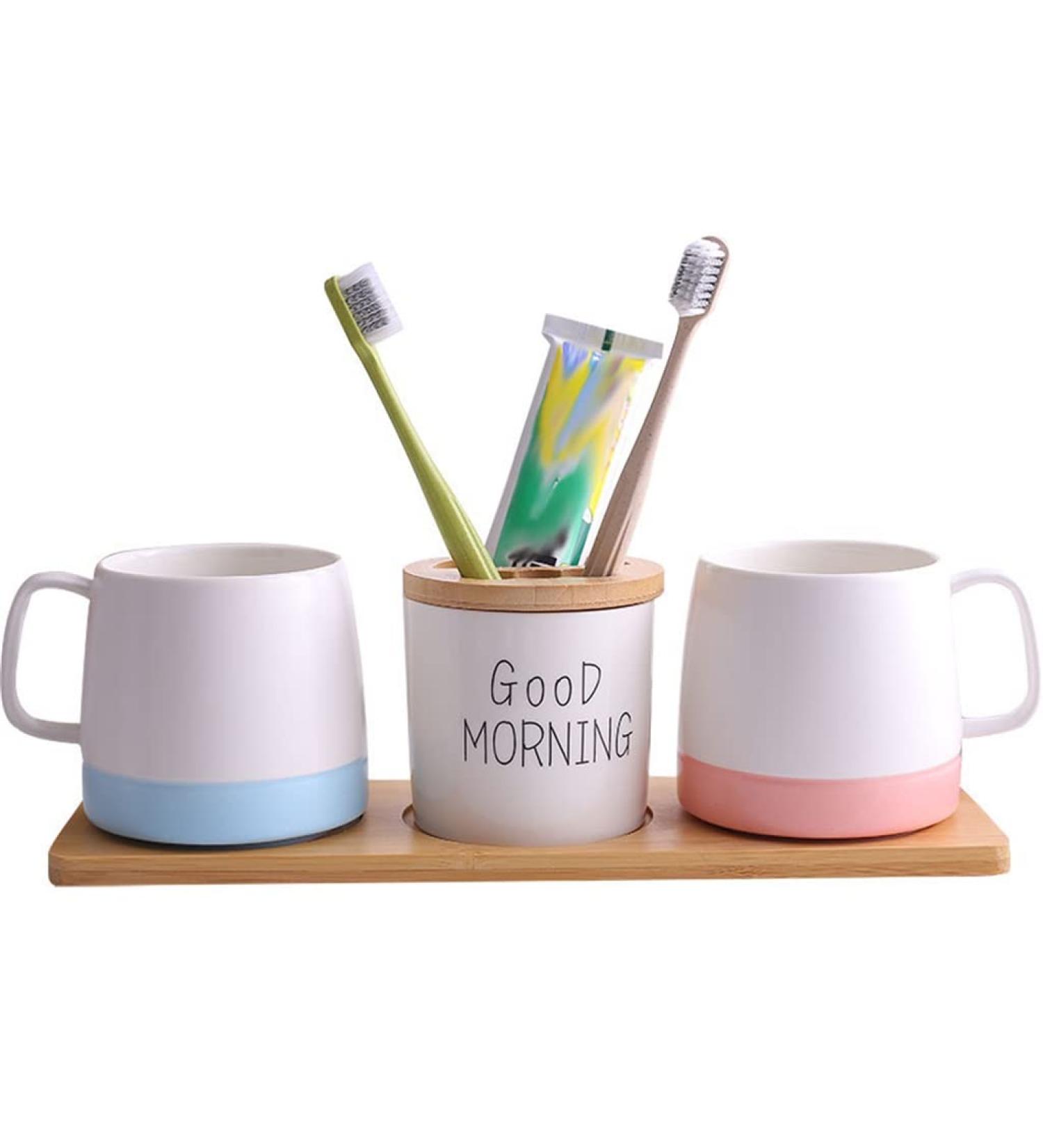 MAKEJ A Pair of Washing Cup Couple Nordic Mouthwash Cup Set Toothbrush Cup Wedding Tooth Cylinder Cup As shown D - Buy Online on GoSupps.com