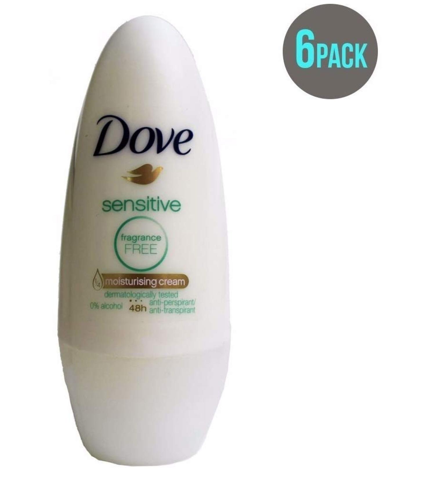 Dove Dove Sensitive Antiperspirant Deodorant Roll On50ml (Pack of 6)