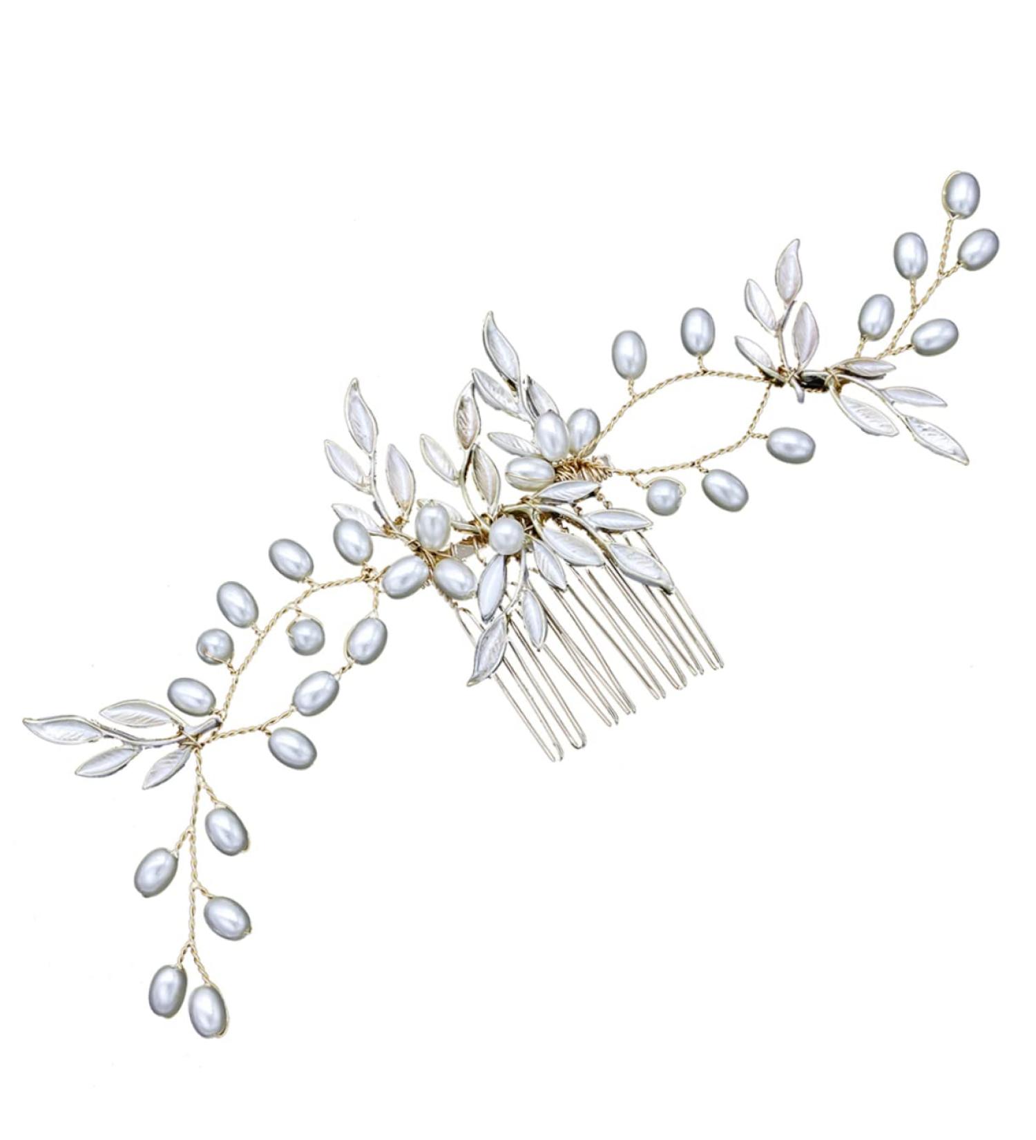 Ipetboom Bridal Hair Comb Golden Hair Jewels for Women Headwear for Women Leaf Hair Comb Womens Hair Accessories Hair Accessories for Women Hair Combs for Women Hairpin Wedding Bridesmaid - Buy Online on GoSupps.com