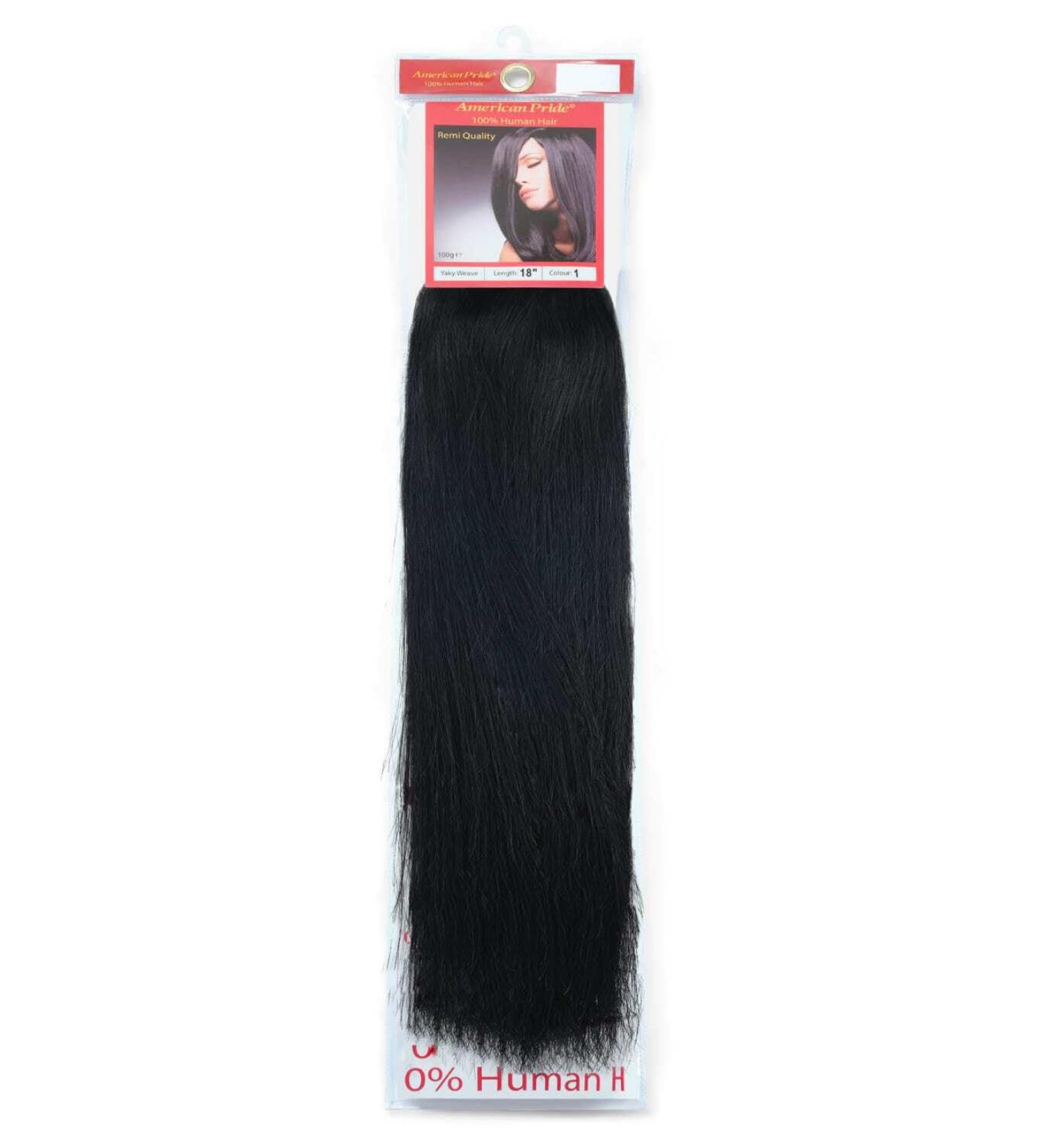 Yaki Silky Weave Jet Black (1) 18" Human Hair Extensions