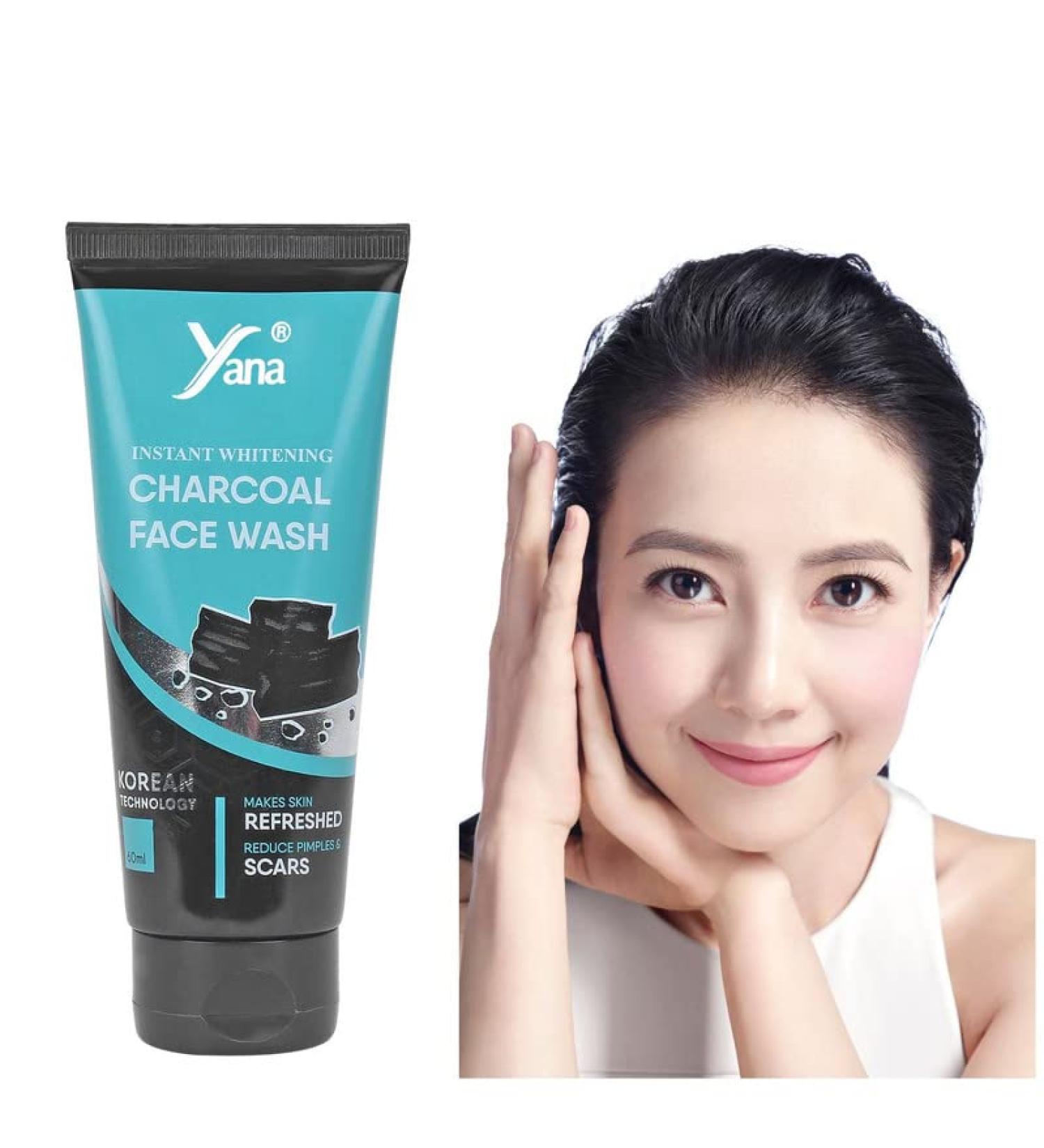 Yana Cosmetics Yana Activated Charcoal Face Wash for Men & Women Instant Glow Deep Cleansing for All Skin Types Best Purifying & Brightening Face Wash Lightening Dark Spots & Blackheads Pigmentation - Buy Online on GoSupps.com
