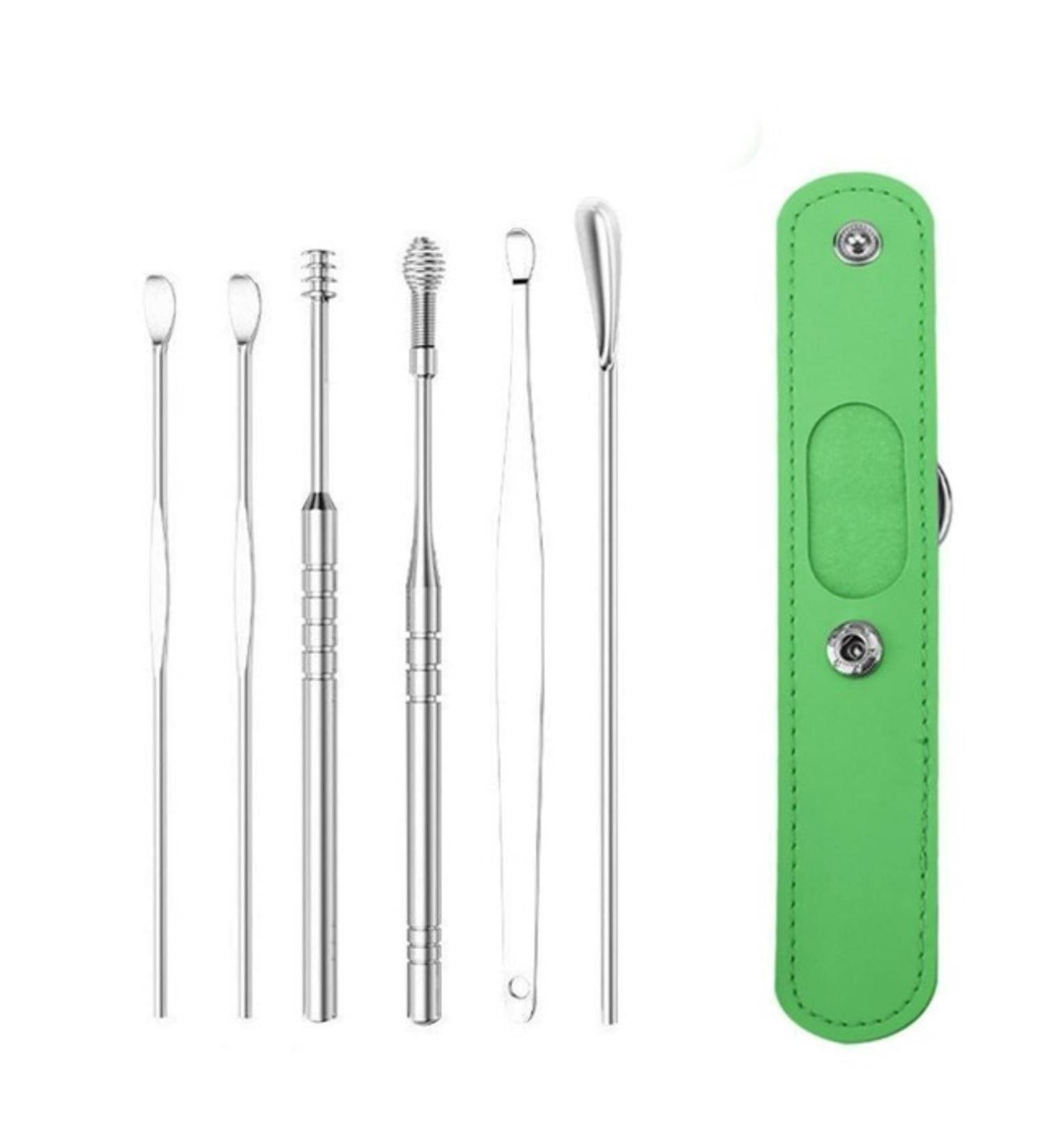 Ear Wax Cleaner - Earwax Removal Tool for Clean Ears | Earpick Cleaning Kit Gadgets - Green - Buy Online on GoSupps.com