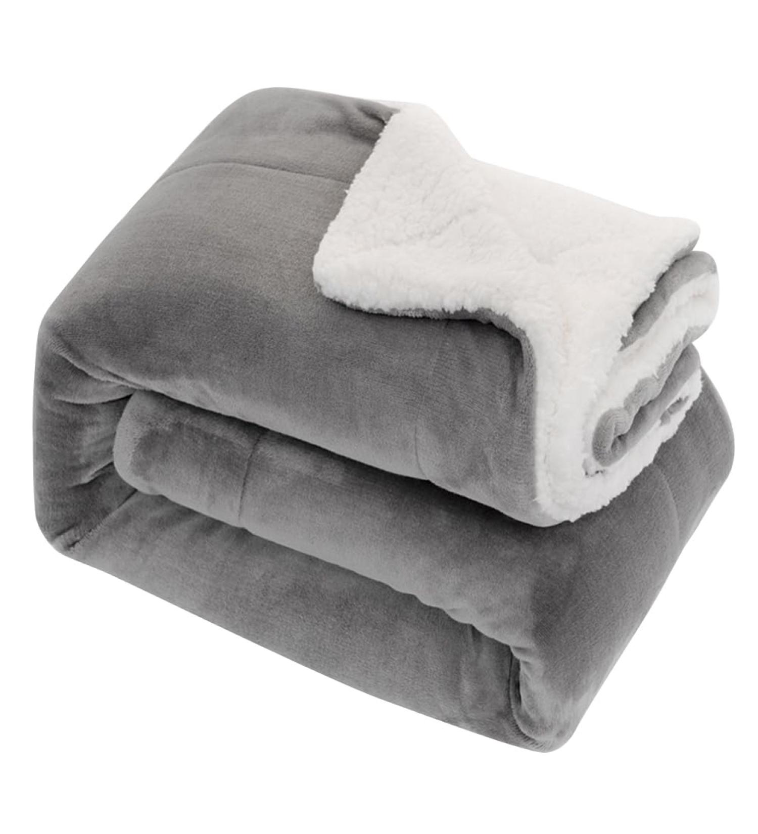Qoier Double Sided Fluffy Winter Blanket - Lightweight Gray Bedspread for Adults & Kids | Cozy Home Office Essential - Buy Online on GoSupps.com